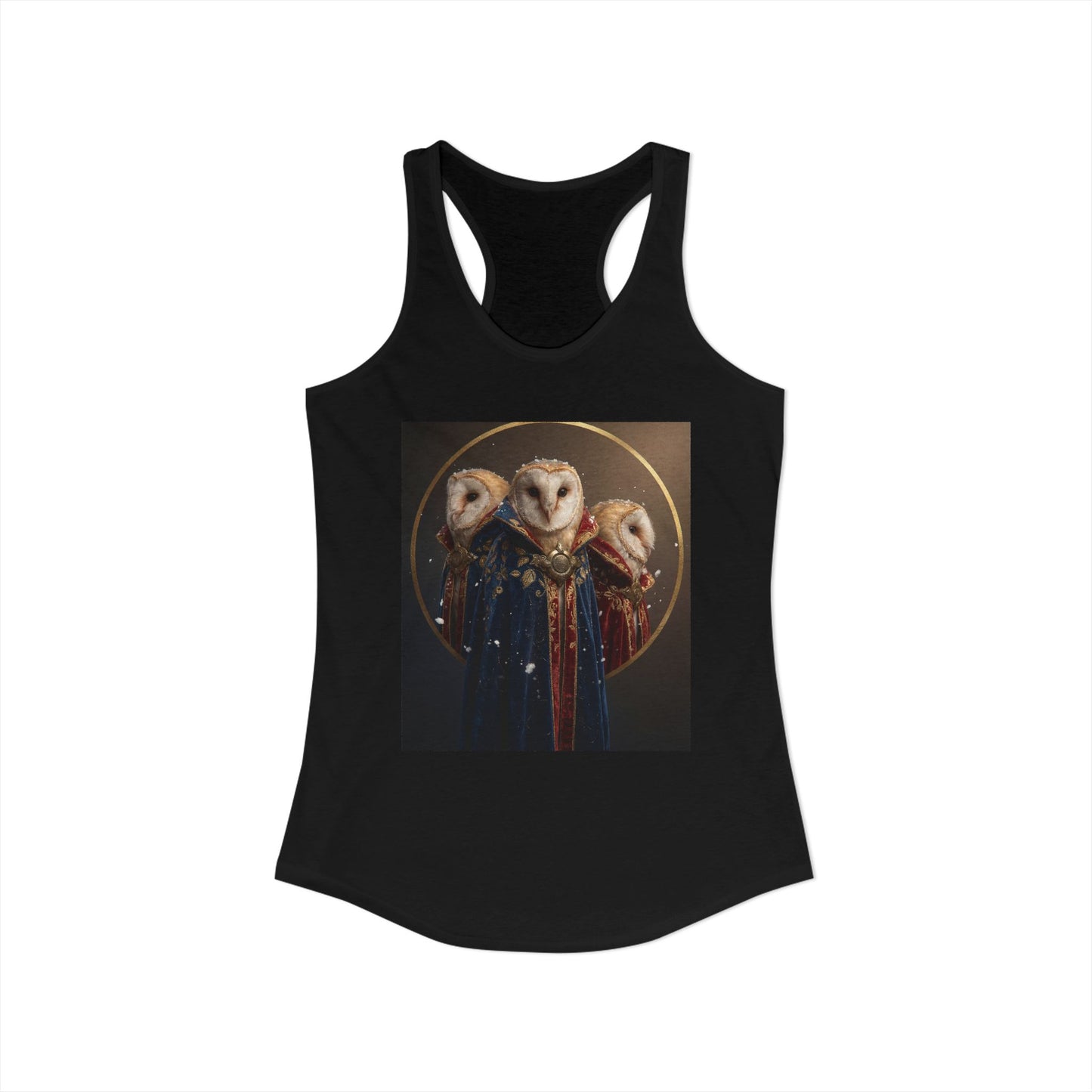 Three-Headed Owl Triad Women's Ideal Racerback Tank – Royal Velvet Guardians