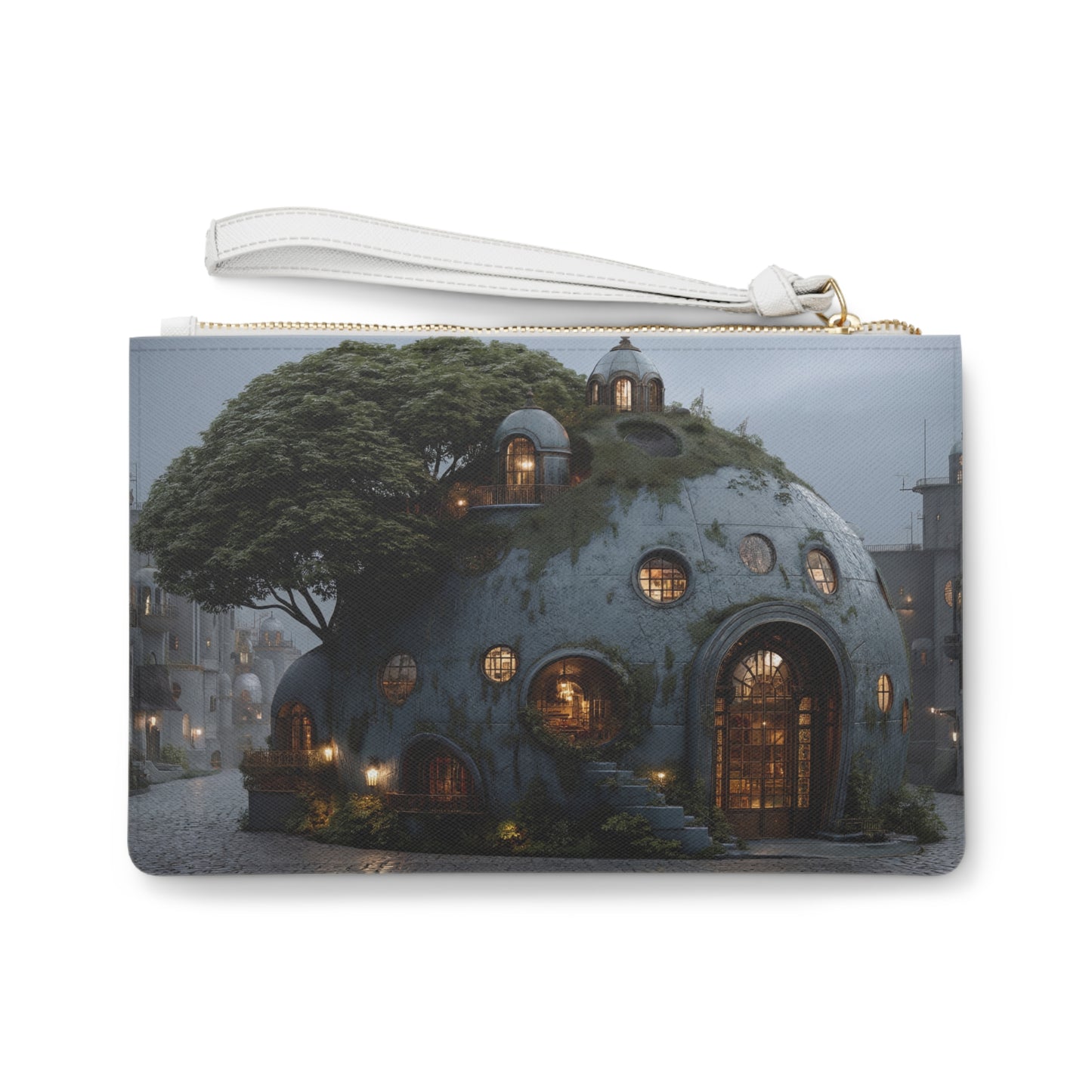 Skyroot Dwelling Clutch Bag – Moss-Covered Orbital Home