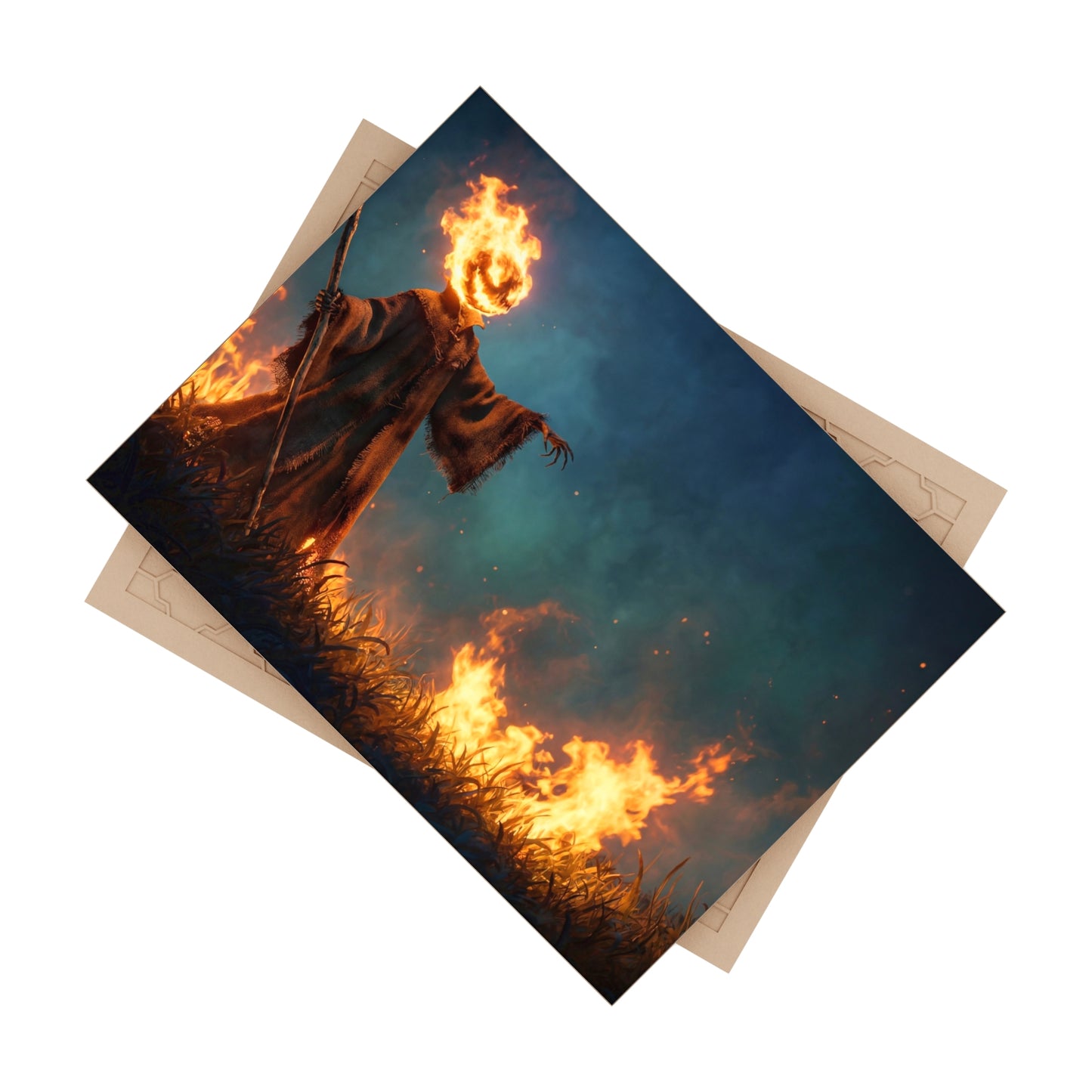 Fiery Headed Reaper Ceramic Photo Tile – Twilight Guardian of the Burning Field