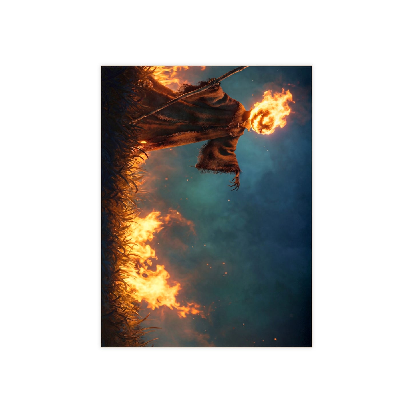 Fiery Headed Reaper Ceramic Photo Tile – Twilight Guardian of the Burning Field