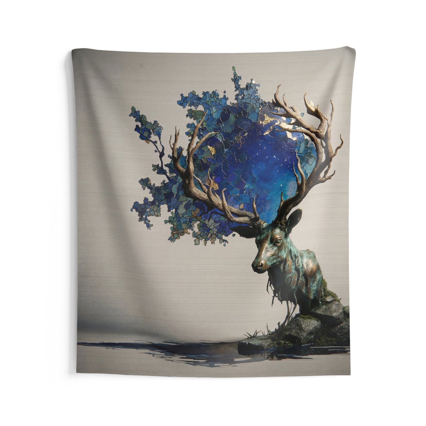 Celestial Stag Indoor Wall Tapestries – Starry Antler Dreamscape