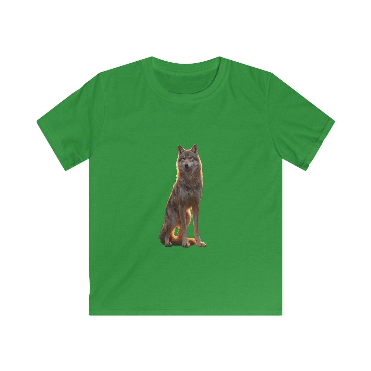 Golden-Guard Wolf Kids Softstyle Tee – Sunset Sentinel Portrait
