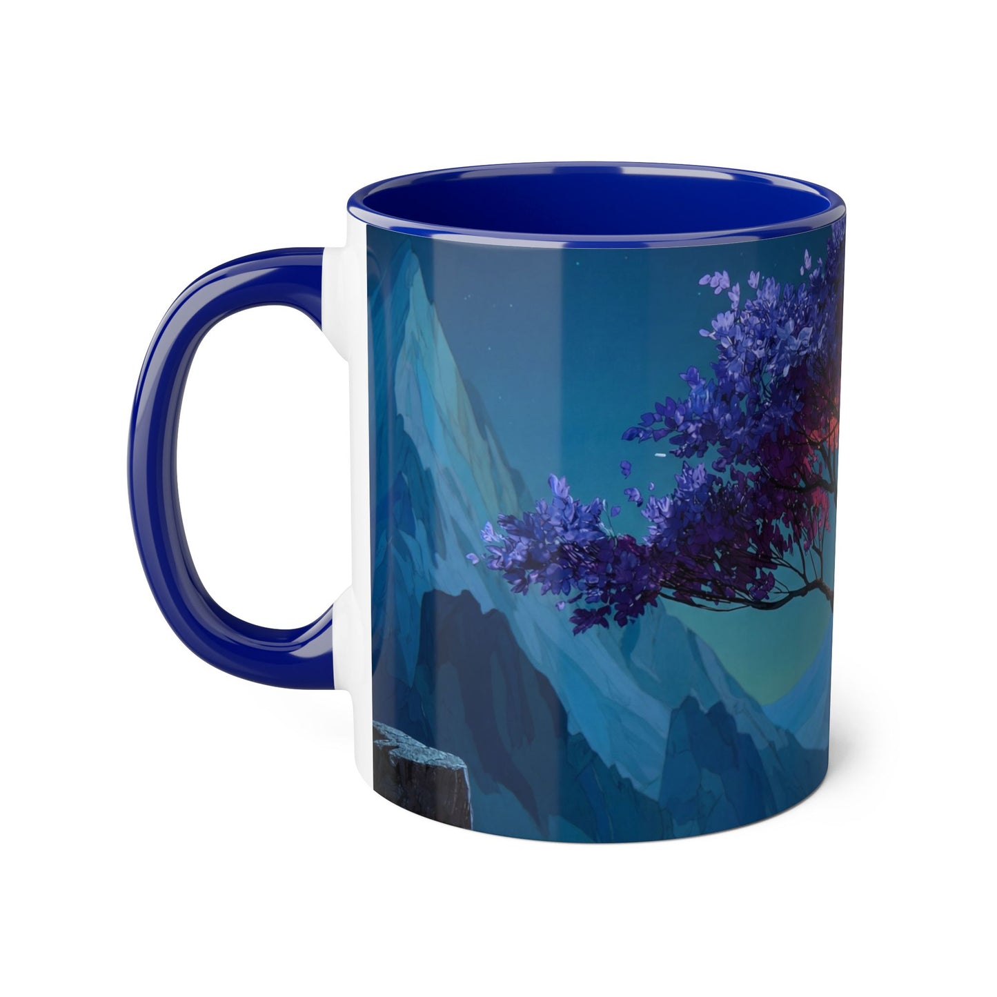 Twilight Bloom Accent Mugs, 11oz – Starlit Canopy & Golden Sunlight