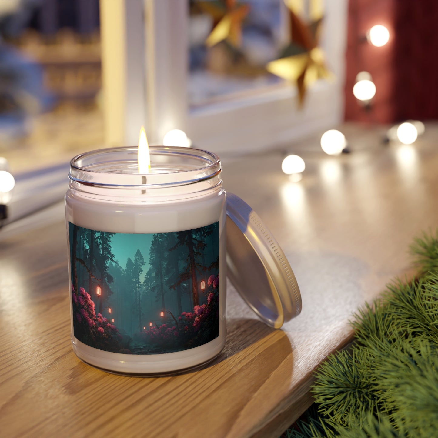 Whispering Woods Peony Path Scented Soy Candles with White Lid, 9oz – Twilight Lantern Ambrosia