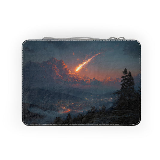 Meteor Shower Paper Lunch Bag – Crimson Sky Over Mountain Town