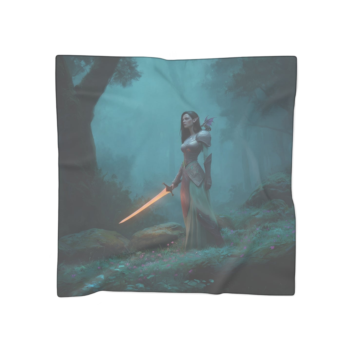 Twilight Sentinel Poly Scarf – Moss-Draped Forest Guardian