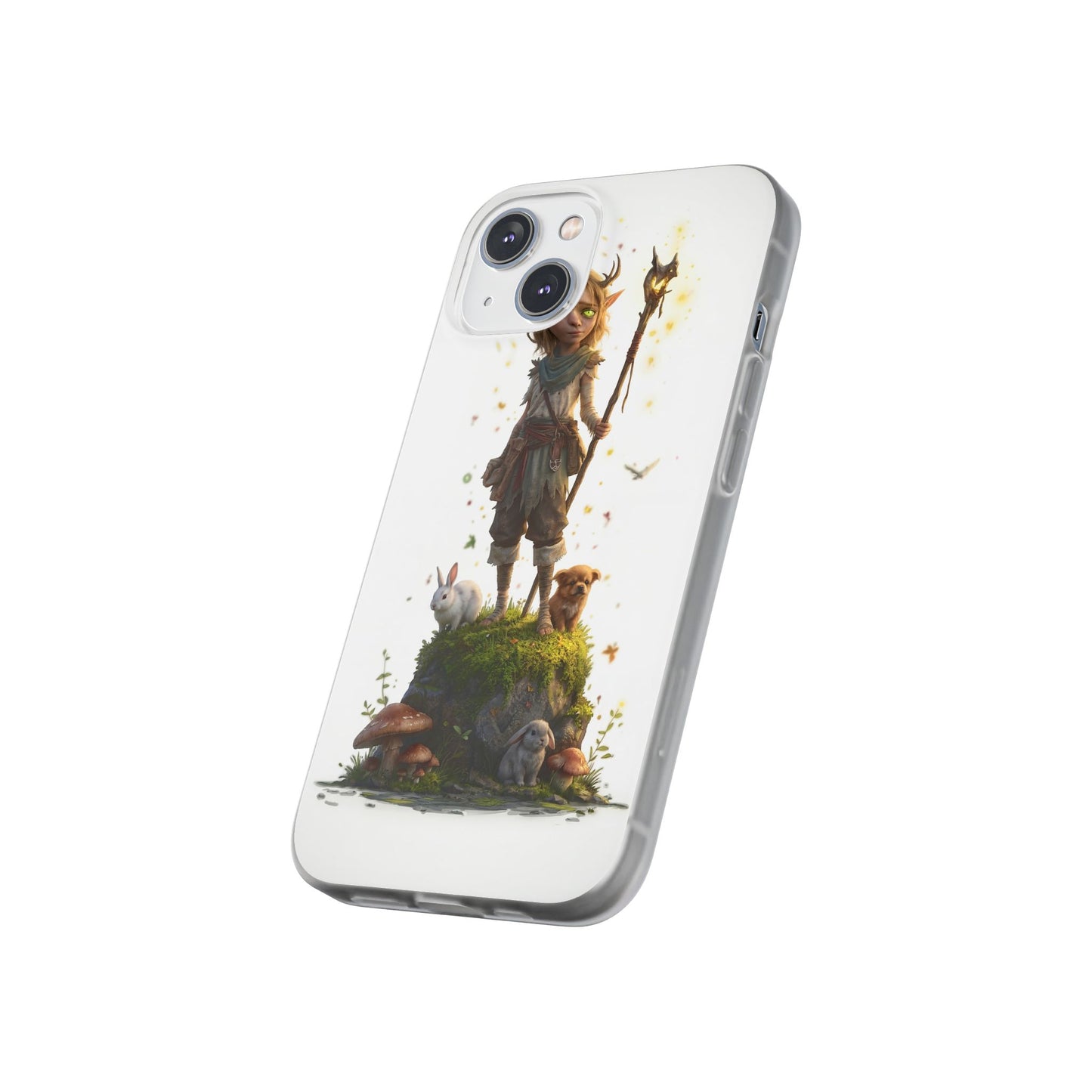 Forest Sentinel Flexi Cases – Glowing Antlered Child with Pet Companions