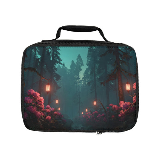 Misty Lantern Path Lunch Bag – Blooming Twilight Forest Escape