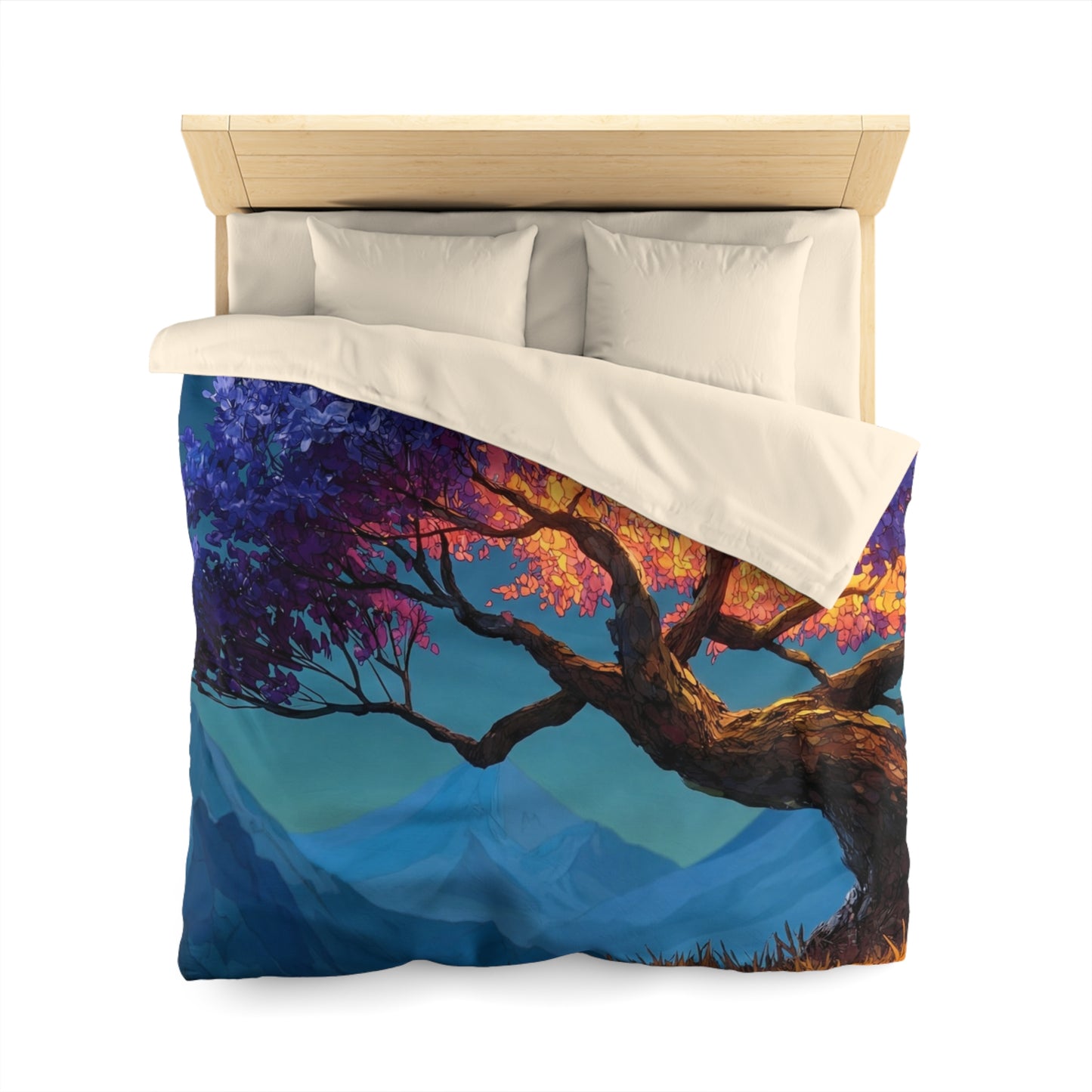 Celestial Tree Microfiber Duvet Cover – Twilight Bloom Sanctuary