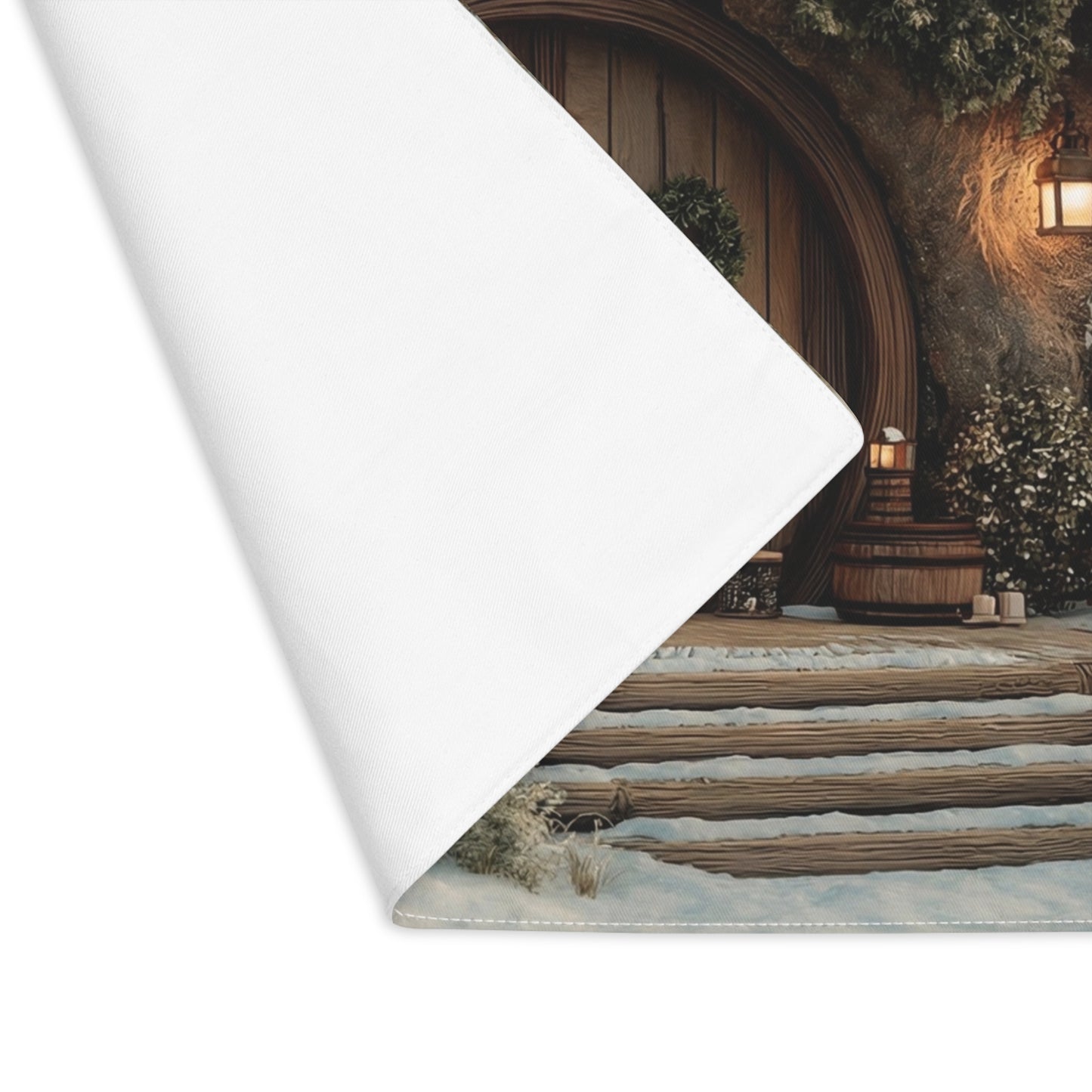 Winter Hollow Treehouse Placemat – Warm Hearth Glow in Snowy Woods