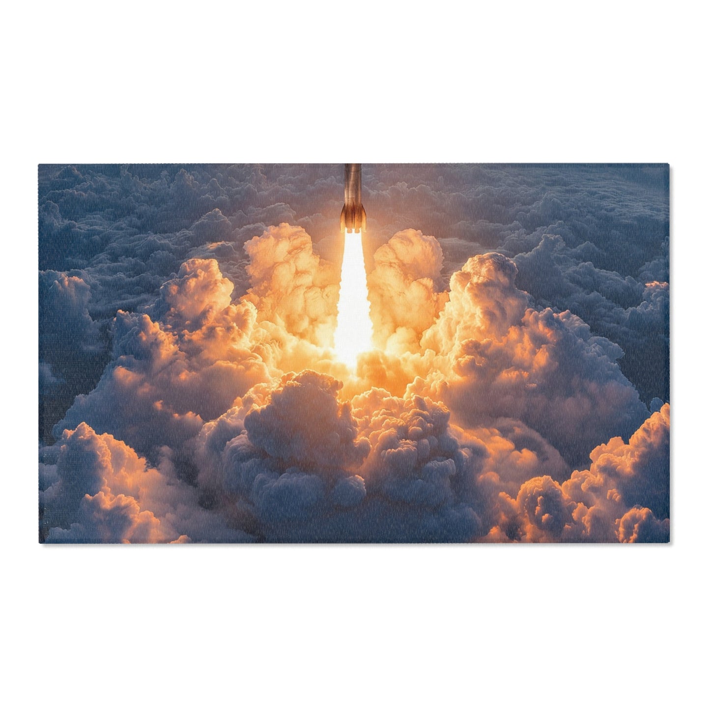 Rocket Ascension Area Rugs – Sunburst Through Clouds Launch Scene