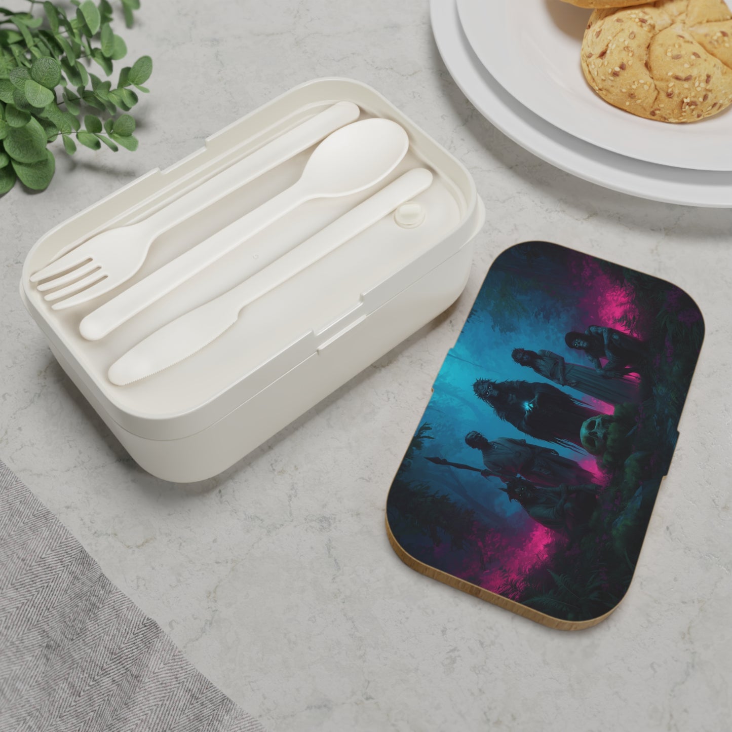 Whispering Grove Druids Bento Lunch Box – Twilight Ceremony in Neon Shadows