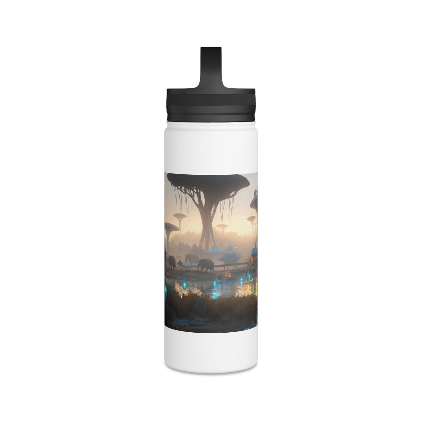 Elephants at Dawn Water Bottle – Bioluminescent Savannah Sanctuary