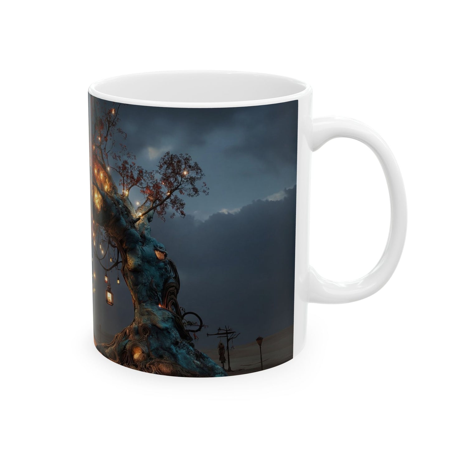 Lantern Tree Ceramic Mug – Desert Night Glow in a Gilded Canopy