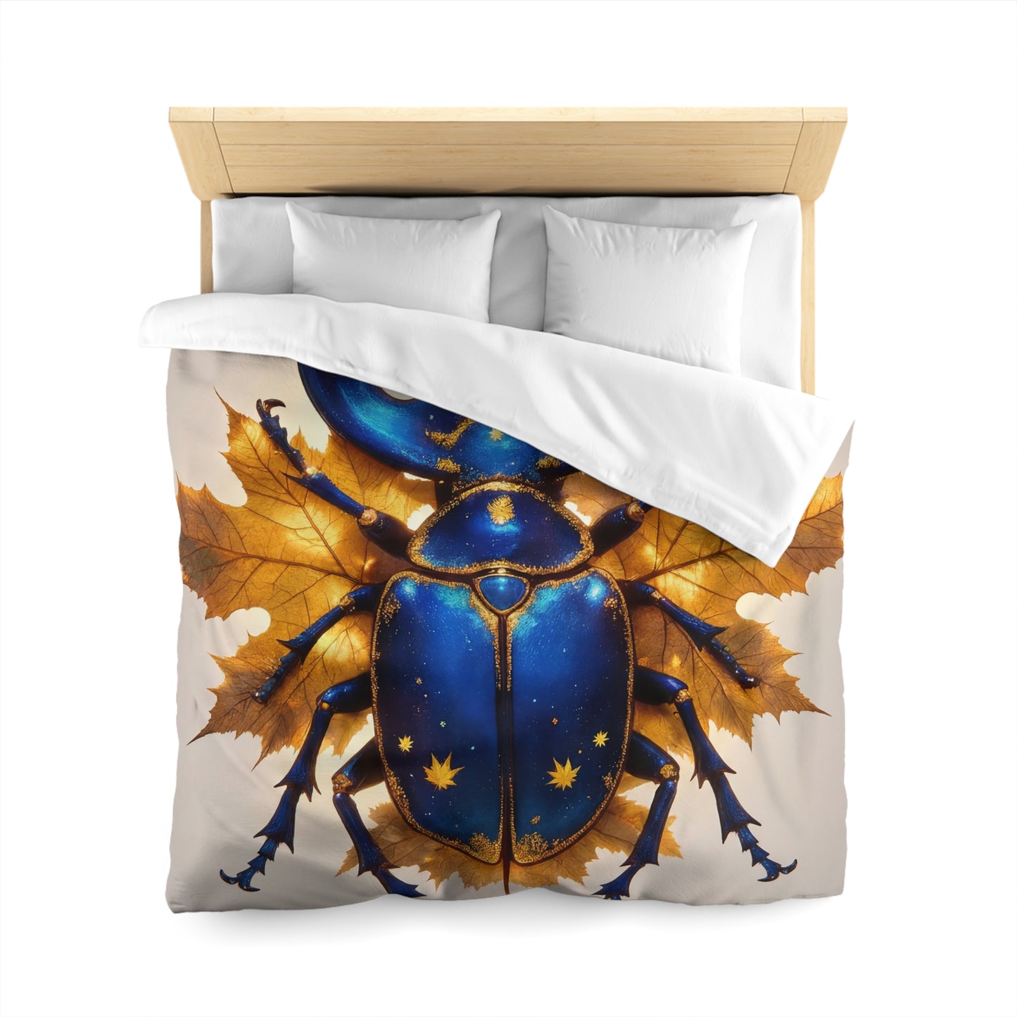 Celestial Beetle Microfiber Duvet Cover – Night Sky Amidst Autumn Leaves