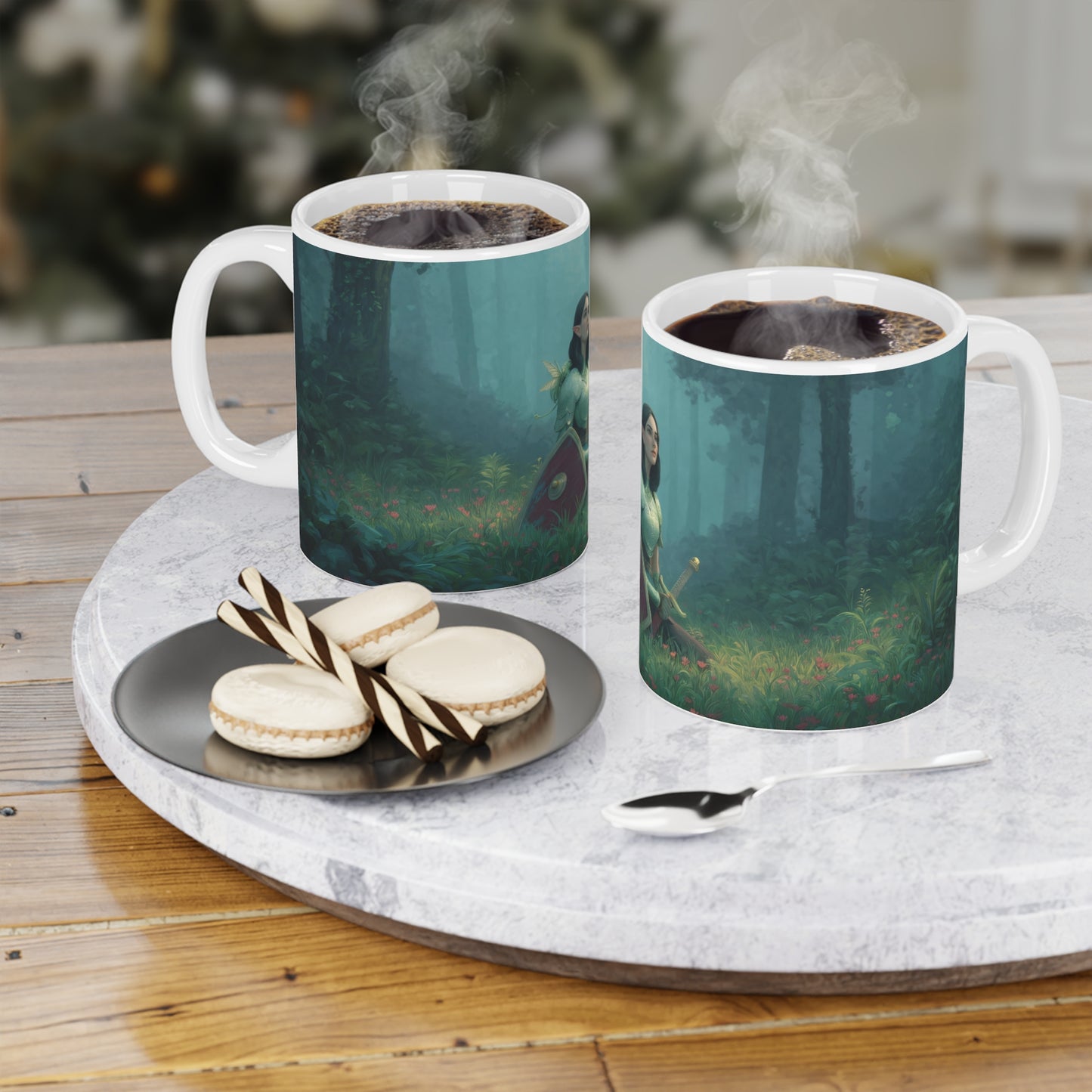 Elven Sentinel Ceramic Mugs (11oz\15oz\20oz) – Moss-Whispering Forest Pause