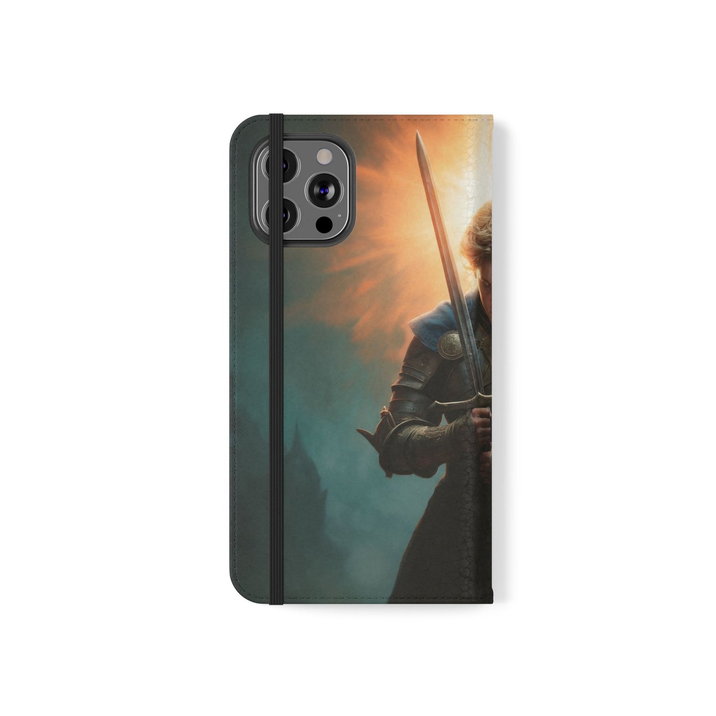 Dawn-Forged Knight Flip Cases – Radiant Armor Against Misty Skies
