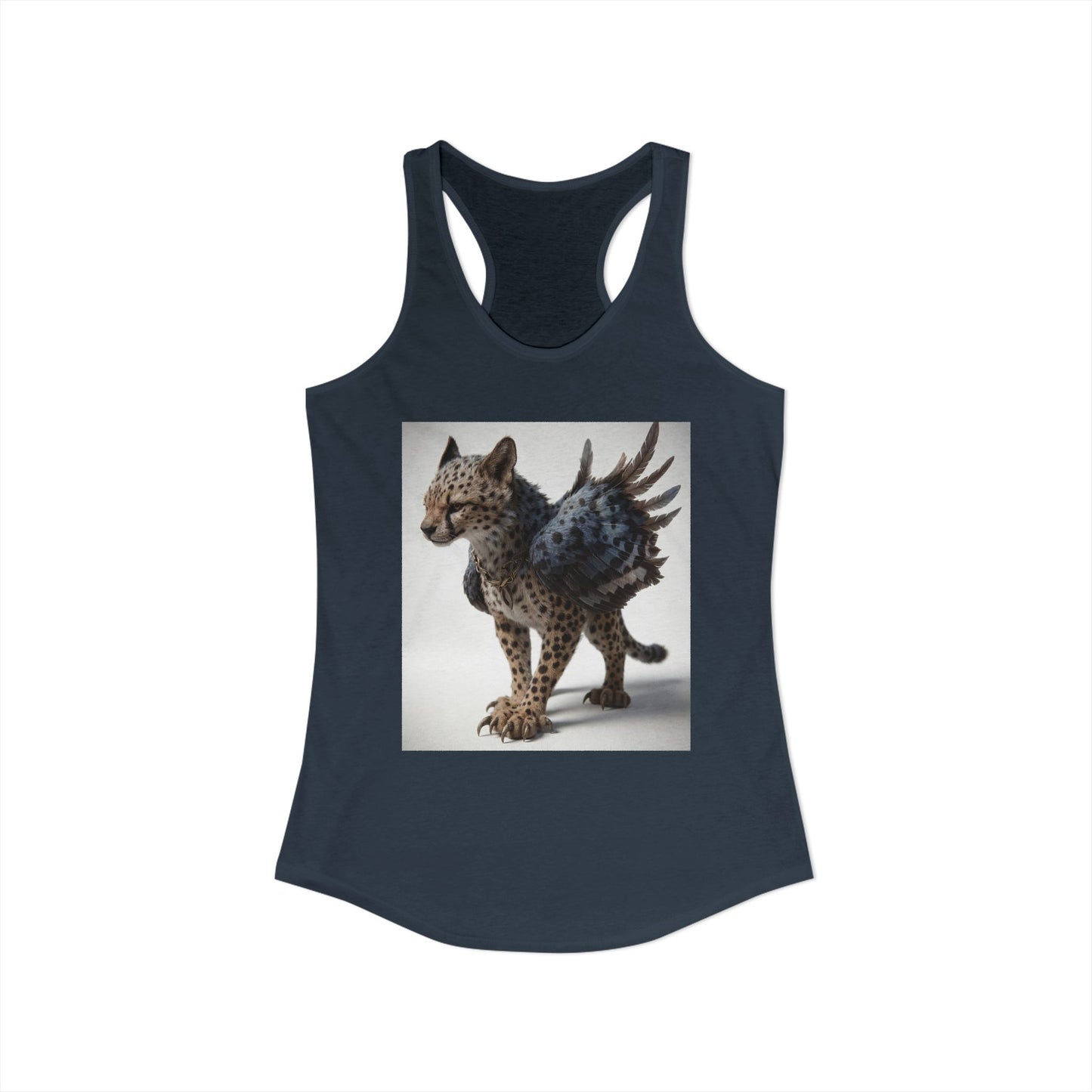 Winged Cheetah Racerback Tank – Golden Sentinel with Feathered Flight