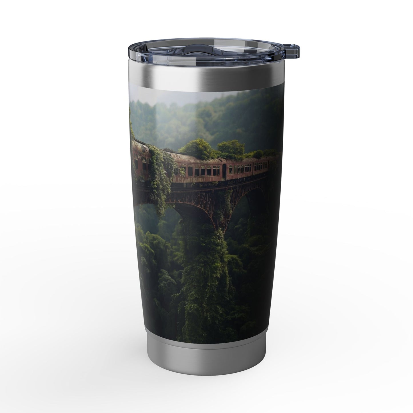 Abandoned Train Through Canopy Vagabond 20oz Tumbler – Where Rust Meets Rooted Reverie