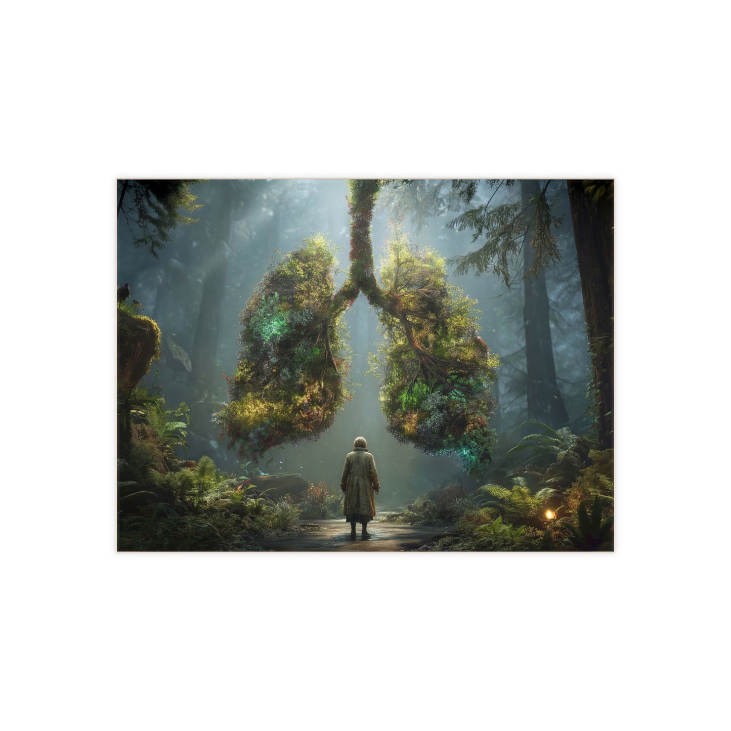 Lungs of the Forest Ceramic Photo Tile – A Whisper of Breath in Moonlit Canopy