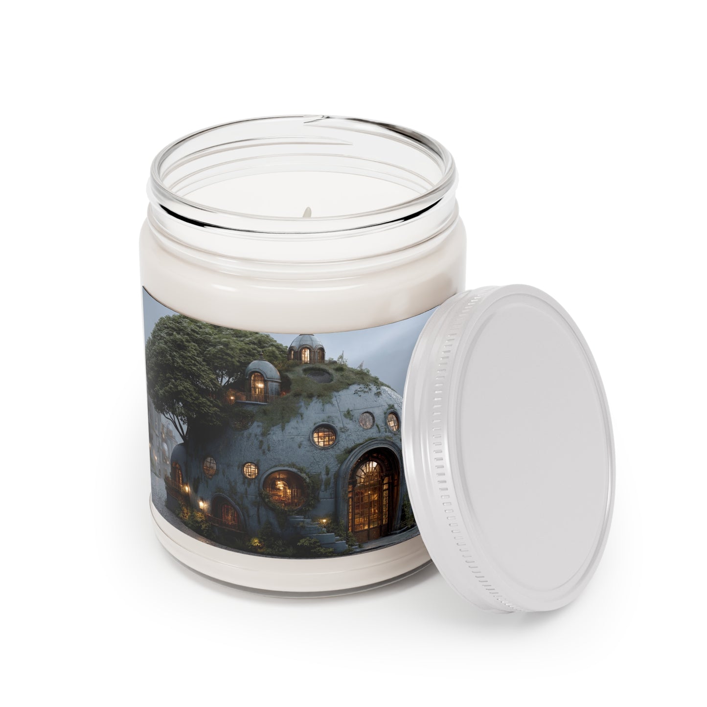 Sky-Rooted Dome House Scented Soy Candles with White Lid, 9oz – Twilight Sanctuary Glow