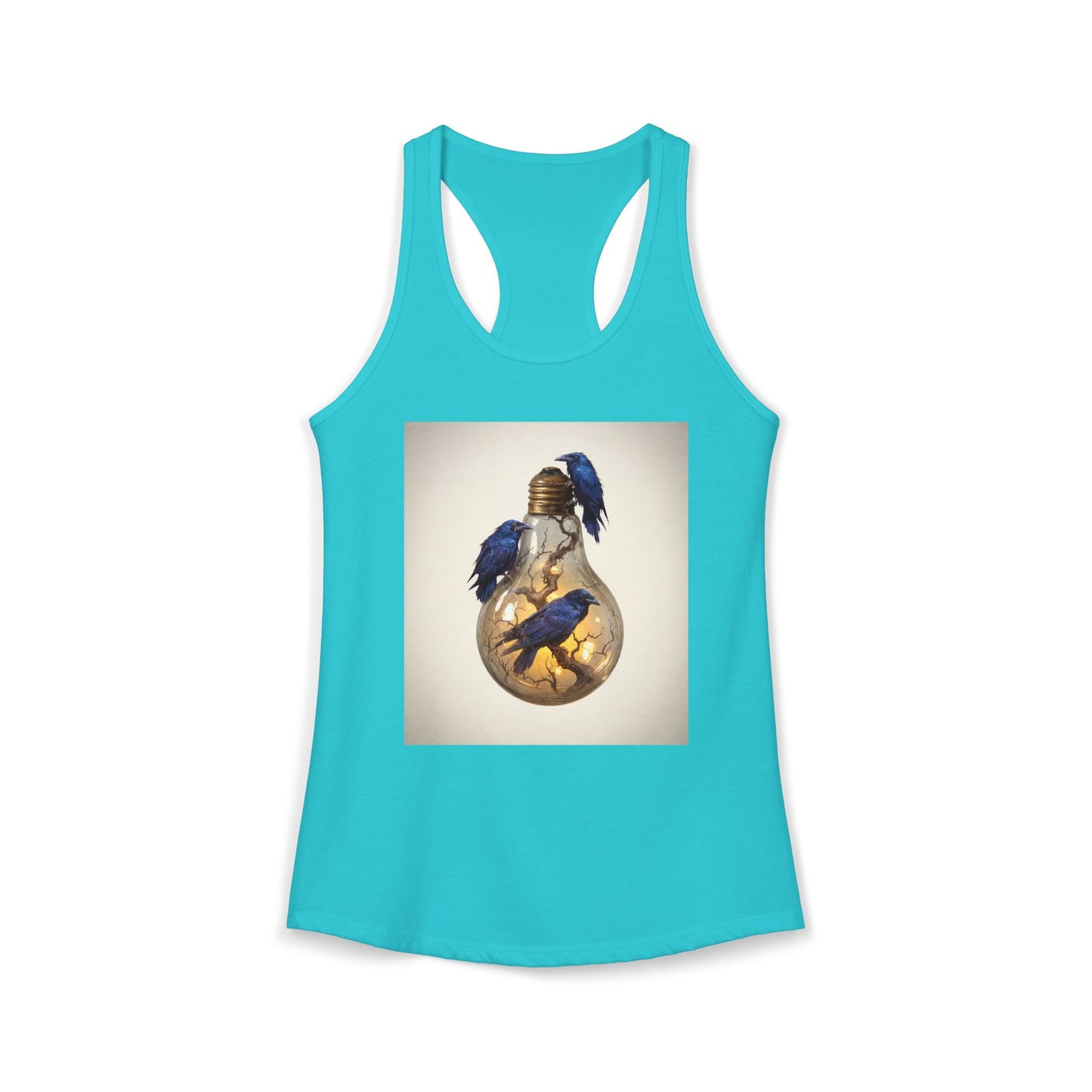 Glass Bulb Racerback Tank – Obsidian Ravens and Gilded Branches