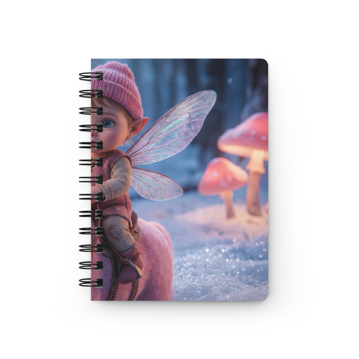Pink Unicorn Rider Journal – Winter Forest Whimsy with Glowing Mushrooms