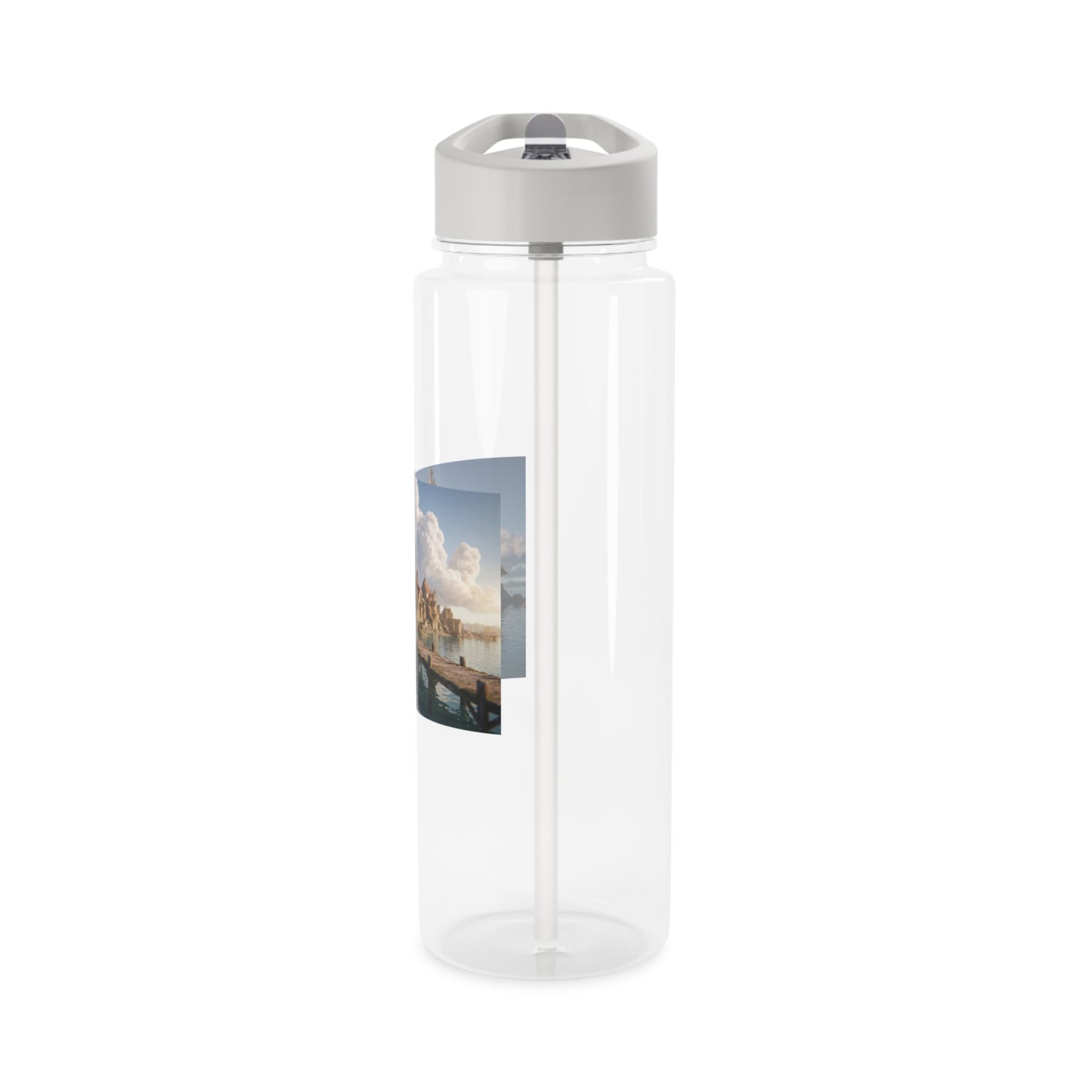 Ancient Waterfront Village Tritan Water Bottle – Cobblestone Coast & Twilight Tide
