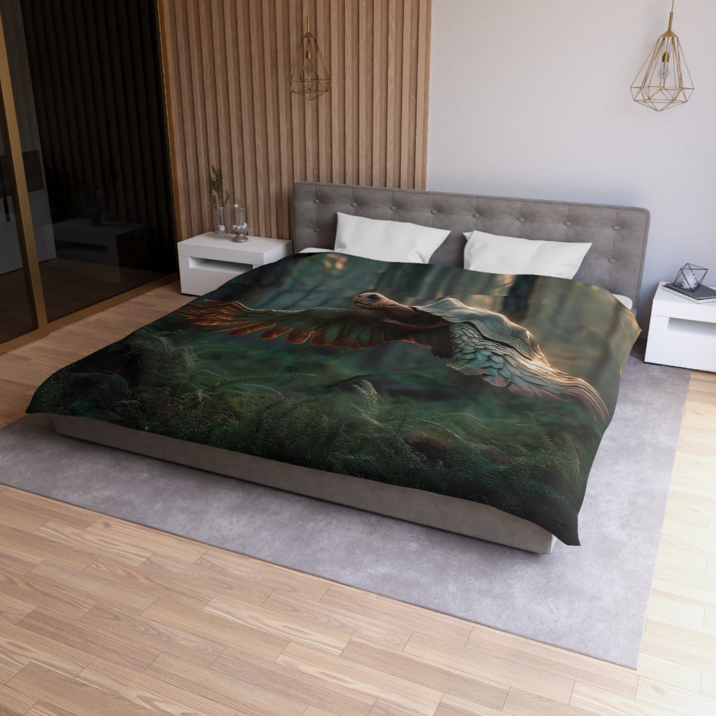 Winged Tortoise Duvet Cover – Forest Dawn Soarer