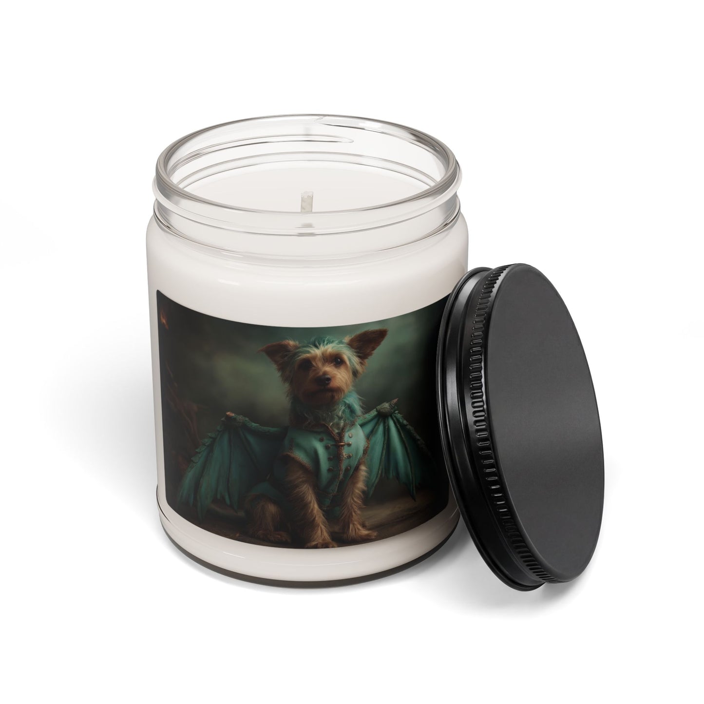 Dragonling Yorkshire Terrier Scented Soy Candle, 9oz – Emerald Winged Guardian