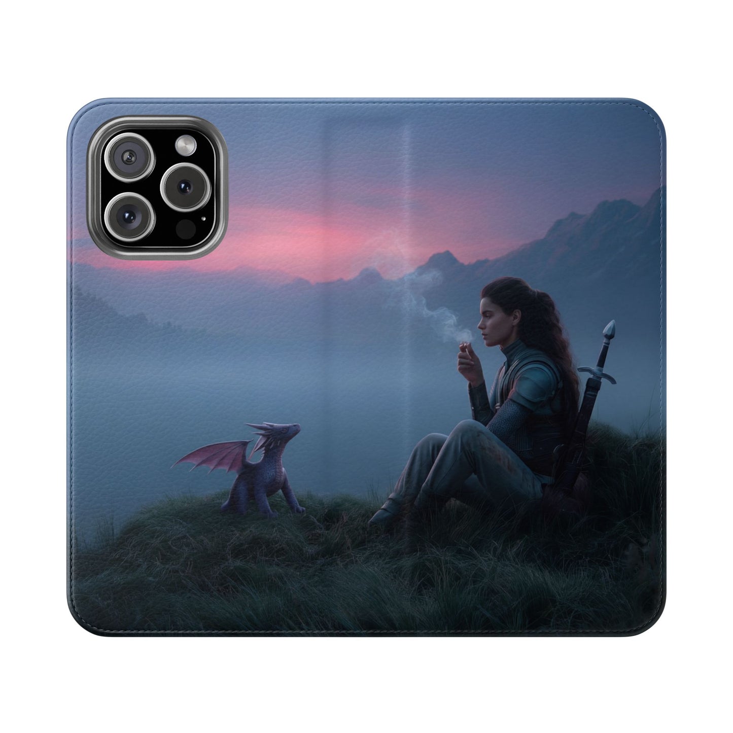 Silent Guardian Flip Cases – Misty Dawn Warrior and Dragon Companion