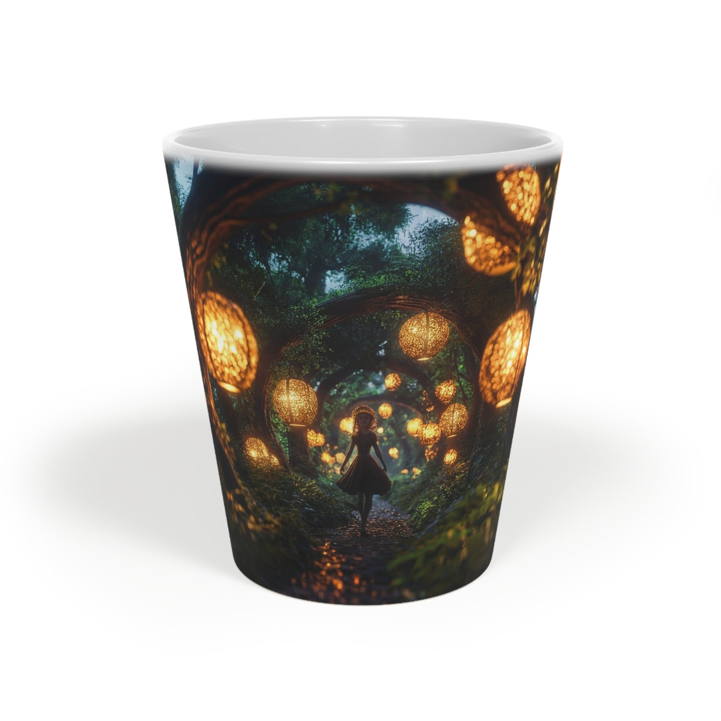 Lantern Grove Latte Mug, 12oz – Whispers of the Moonlit Path