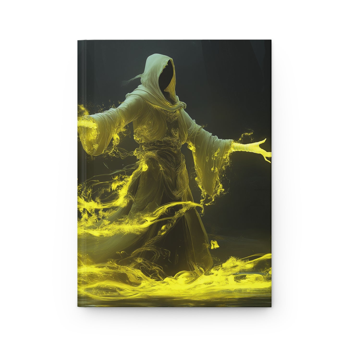 Luminescent Sorcerer Hardcover Journal Matte – Golden Arc Weave in Shadowed Woods
