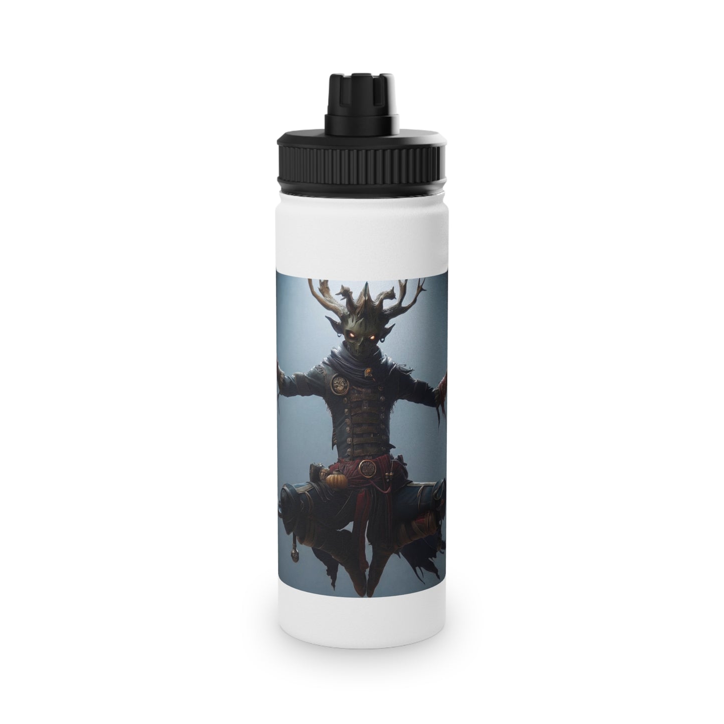 Antlered Sovereign Stainless Steel Water Bottle, Sports Lid – Throne of Whispering Light
