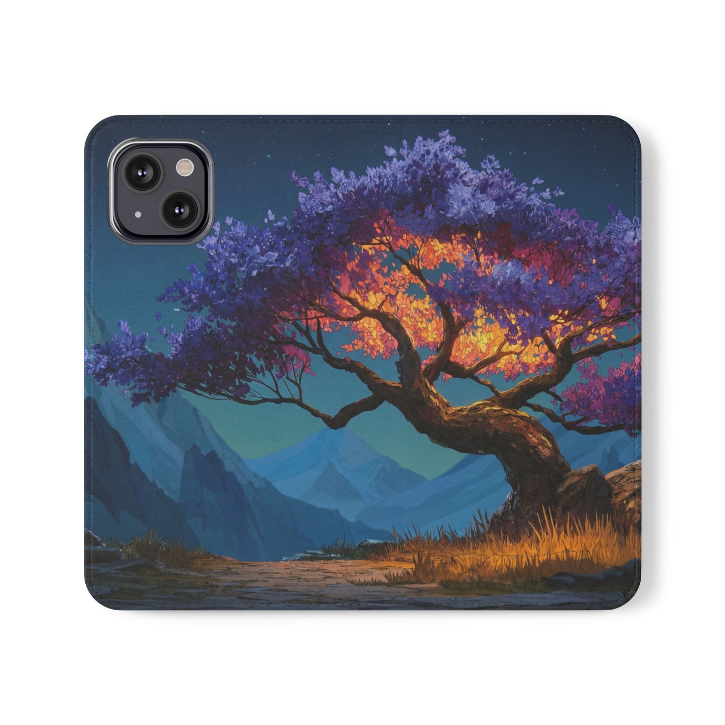 Violet Flame Tree Flip Cases – Twilight Mountain Glow Case