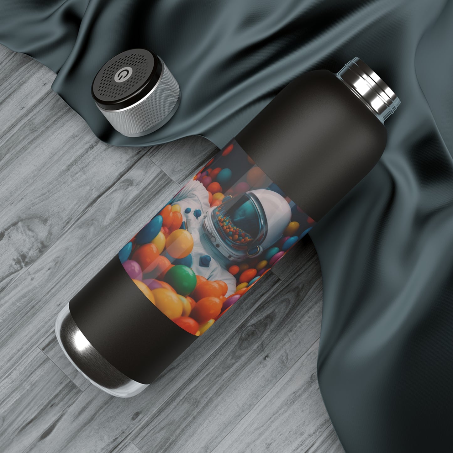 a realistic of photography astronaut lying in colourful balls pool - Soundwave Copper Vacuum Audio Bottle 22oz