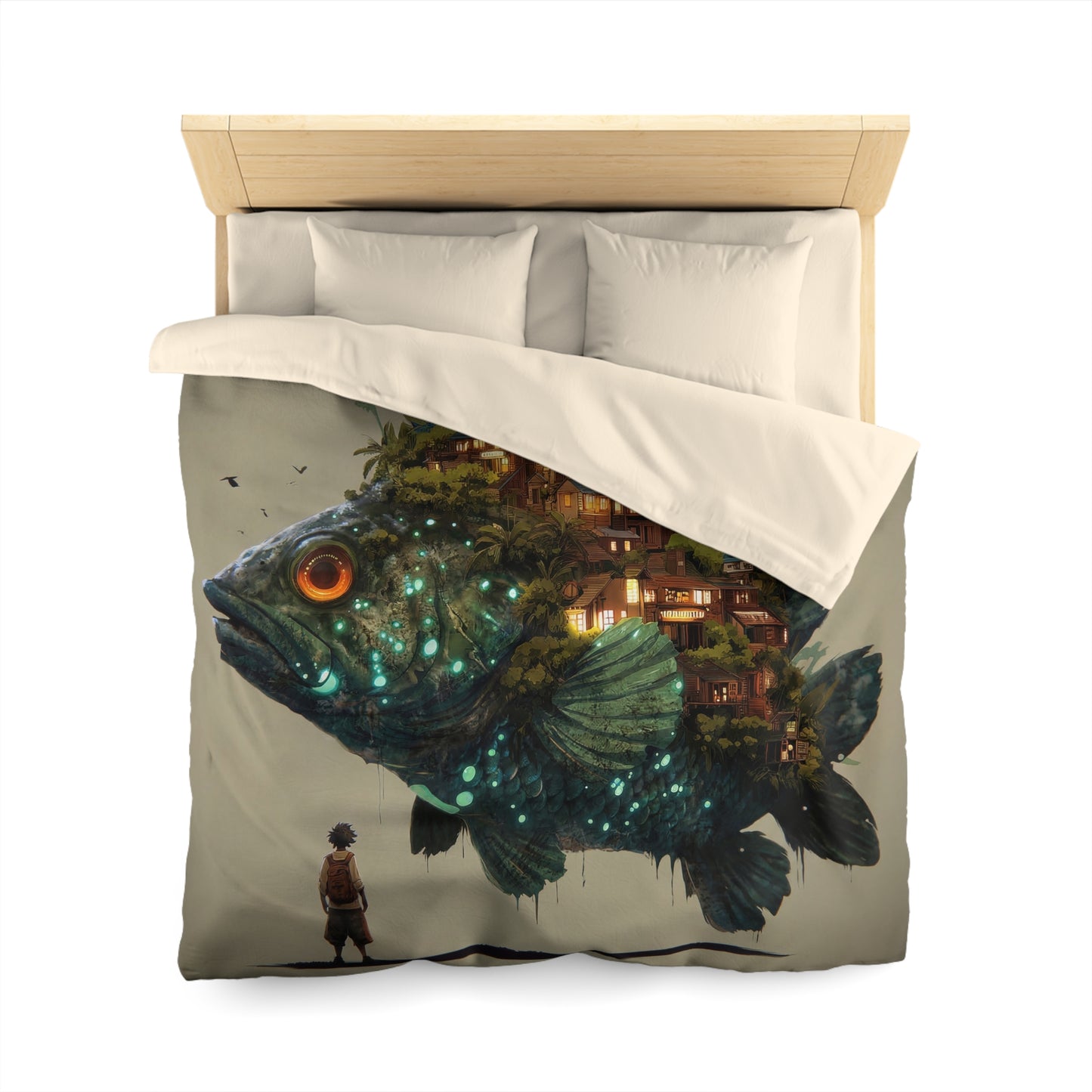 Bioluminescent Fish Village Microfiber Duvet Cover – Home Within the Deep