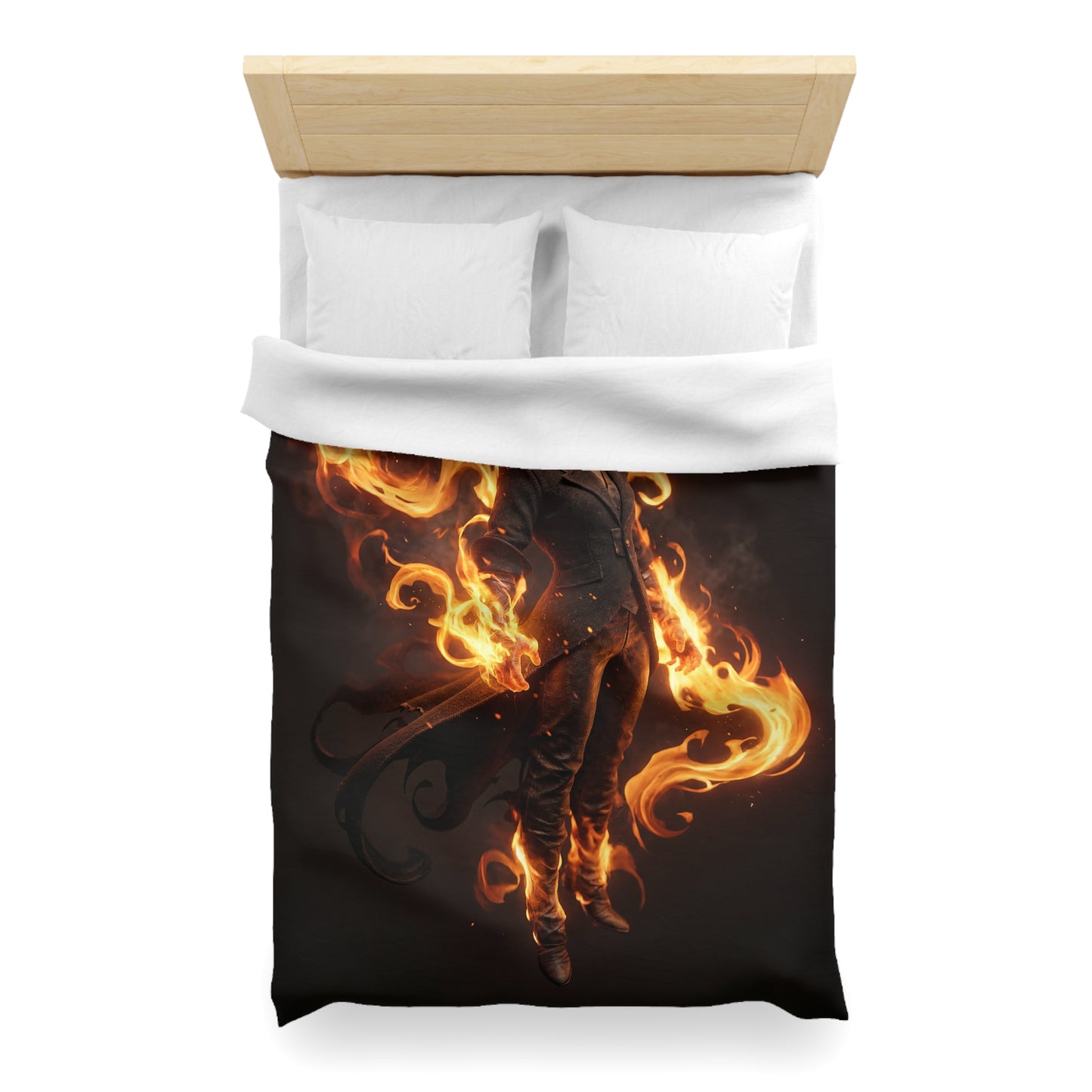 Fiery Sentinel Microfiber Duvet Cover – Embers of the Crimson Knight