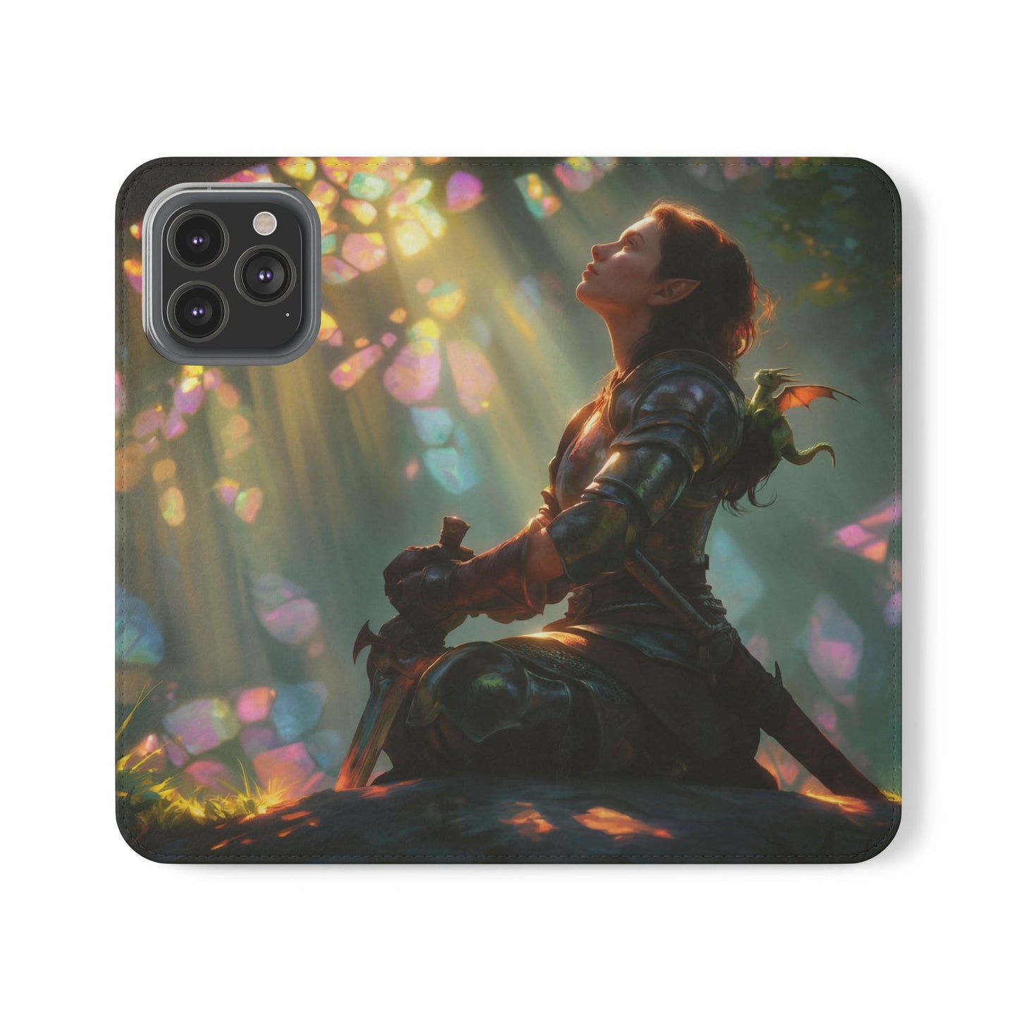 Crystal Grove Sentinel Flip Cases – Iridescent Forest Dawn Guardian