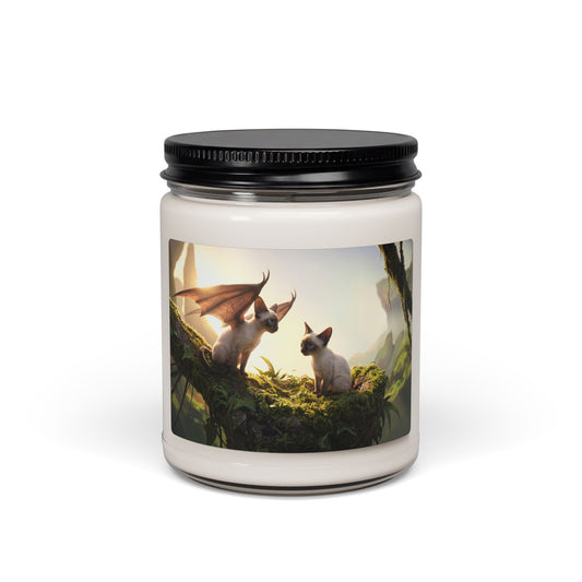 Winged Siamese Cat Scented Soy Candle, 9oz – Sunlit Canopy Whispers