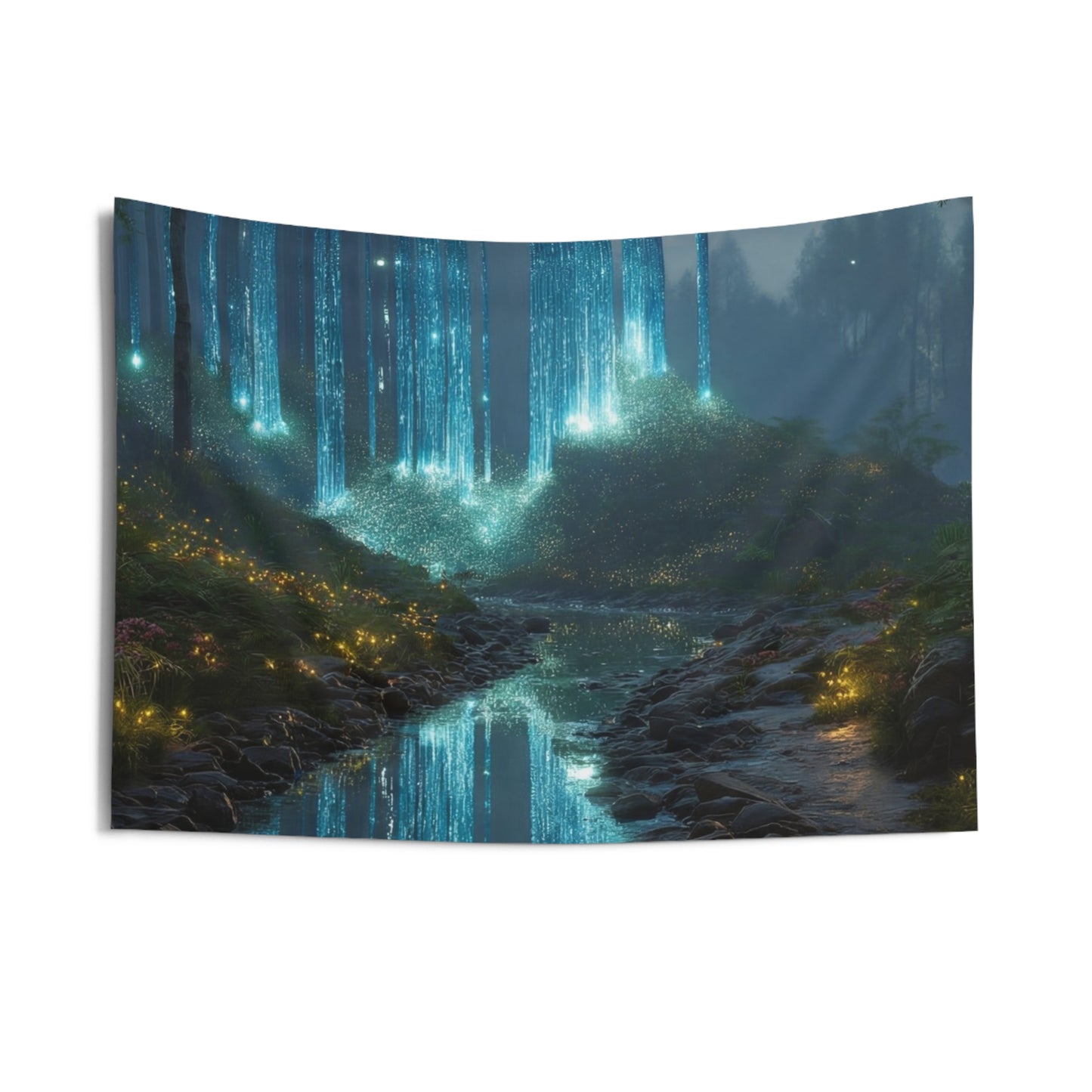 Celestial Forest Stream Tapestries – Luminescent Twilight Dreamscape