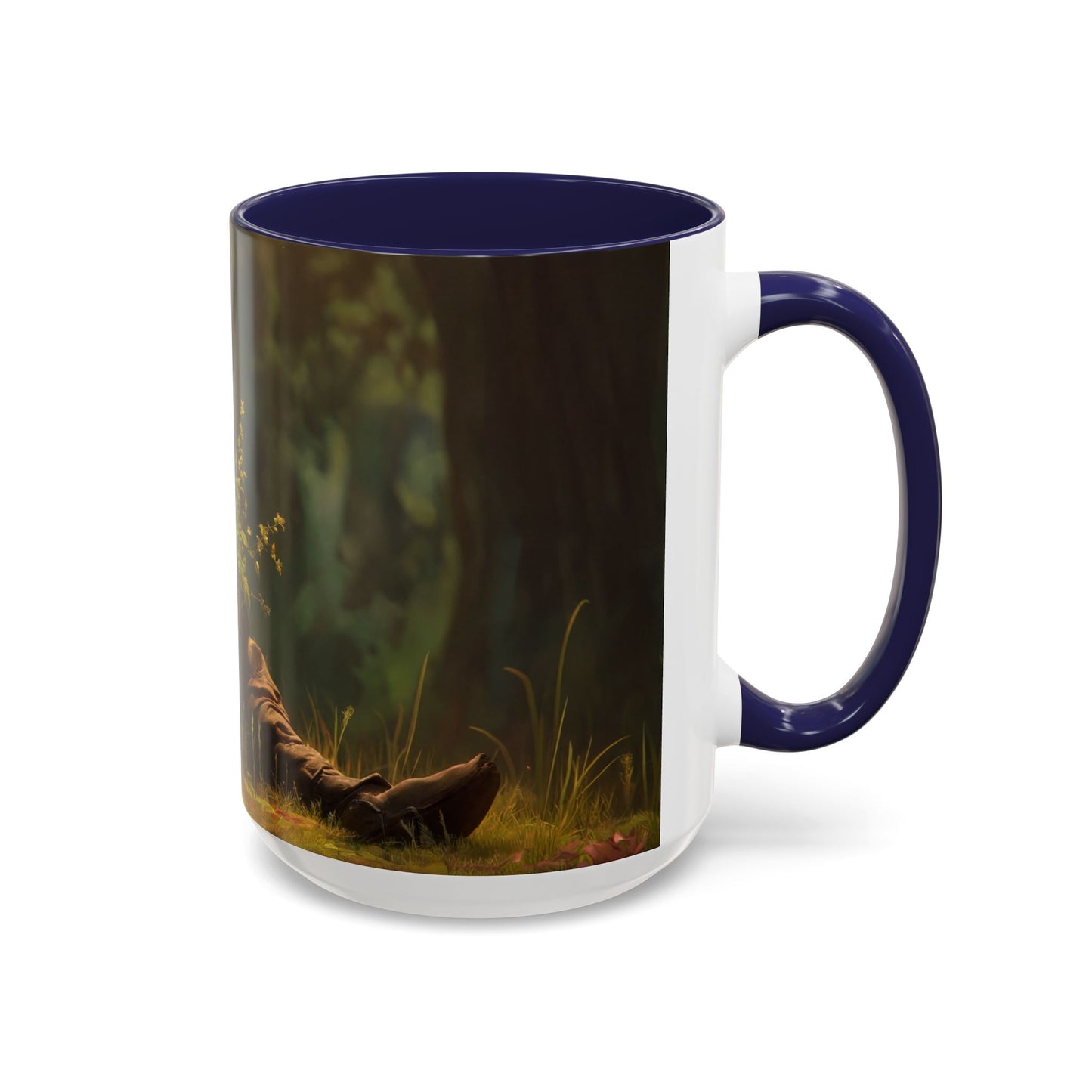 Forest Sentinel Accent Coffee Mug (11, 15oz) – Luminescent Guardian in Dappled Light