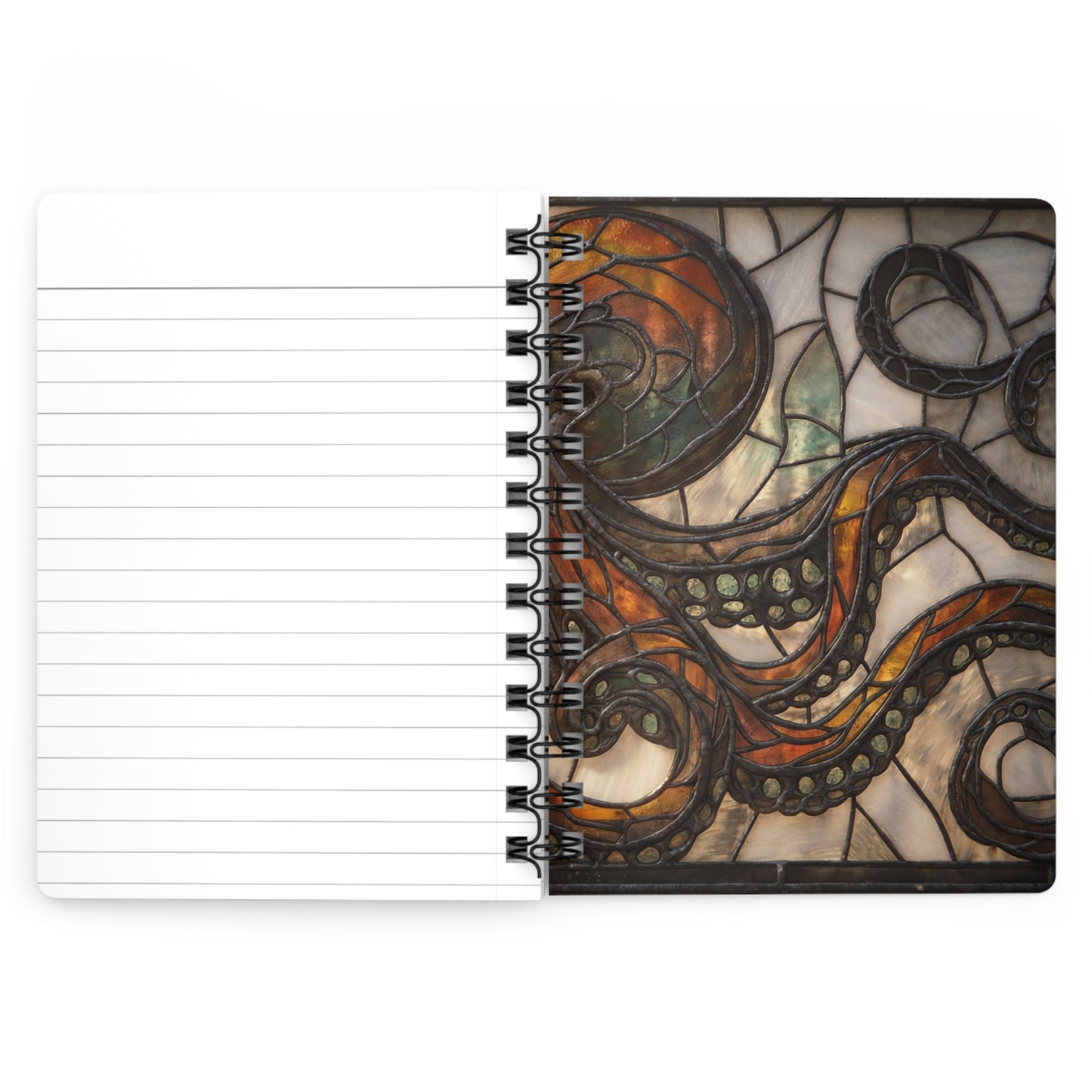 Amber Octopus Stained Glass Journal – Deep Sea Tapestry for Thoughtful Pages