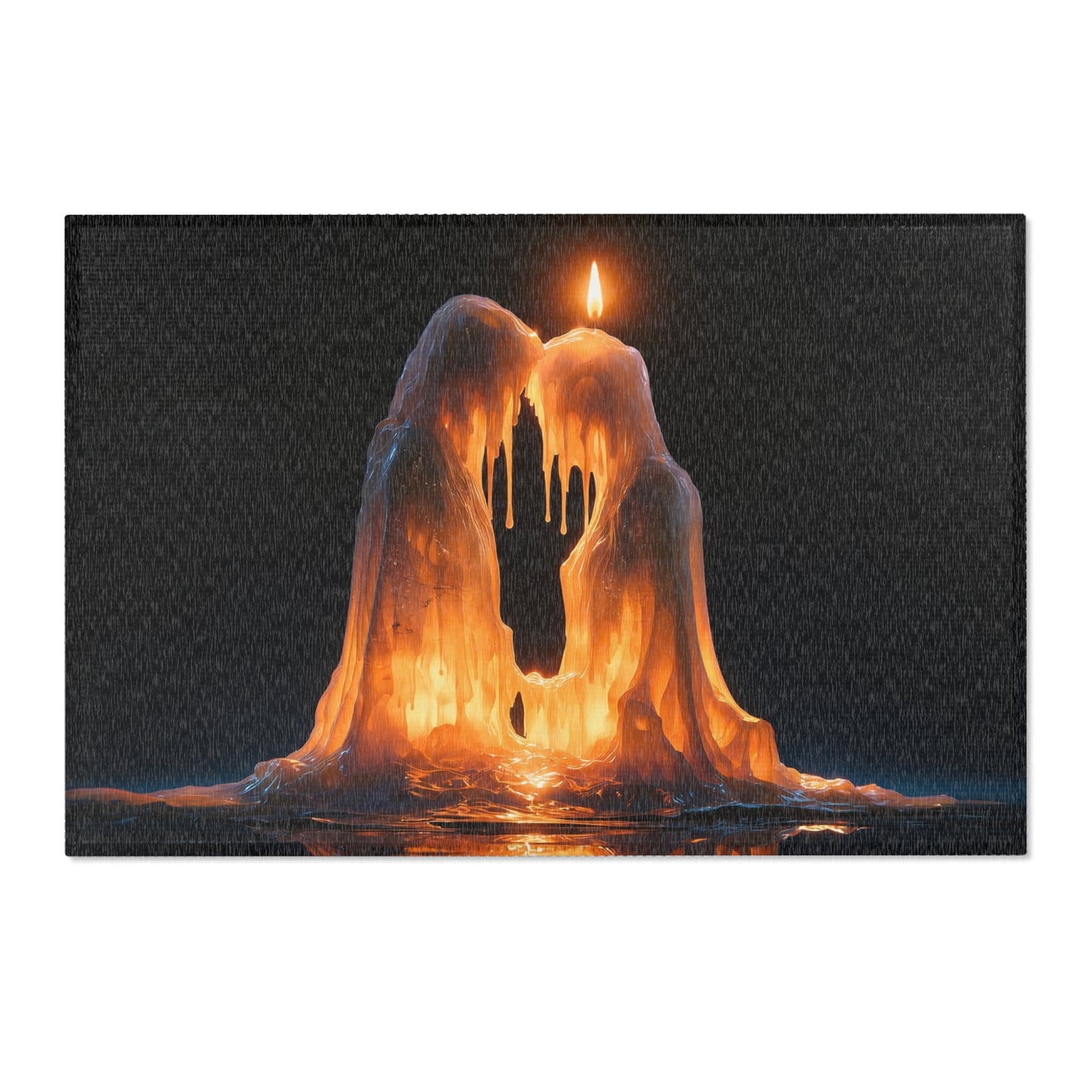 Luminous Candle Mountain Rug – Warm Glow Against Midnight Depths