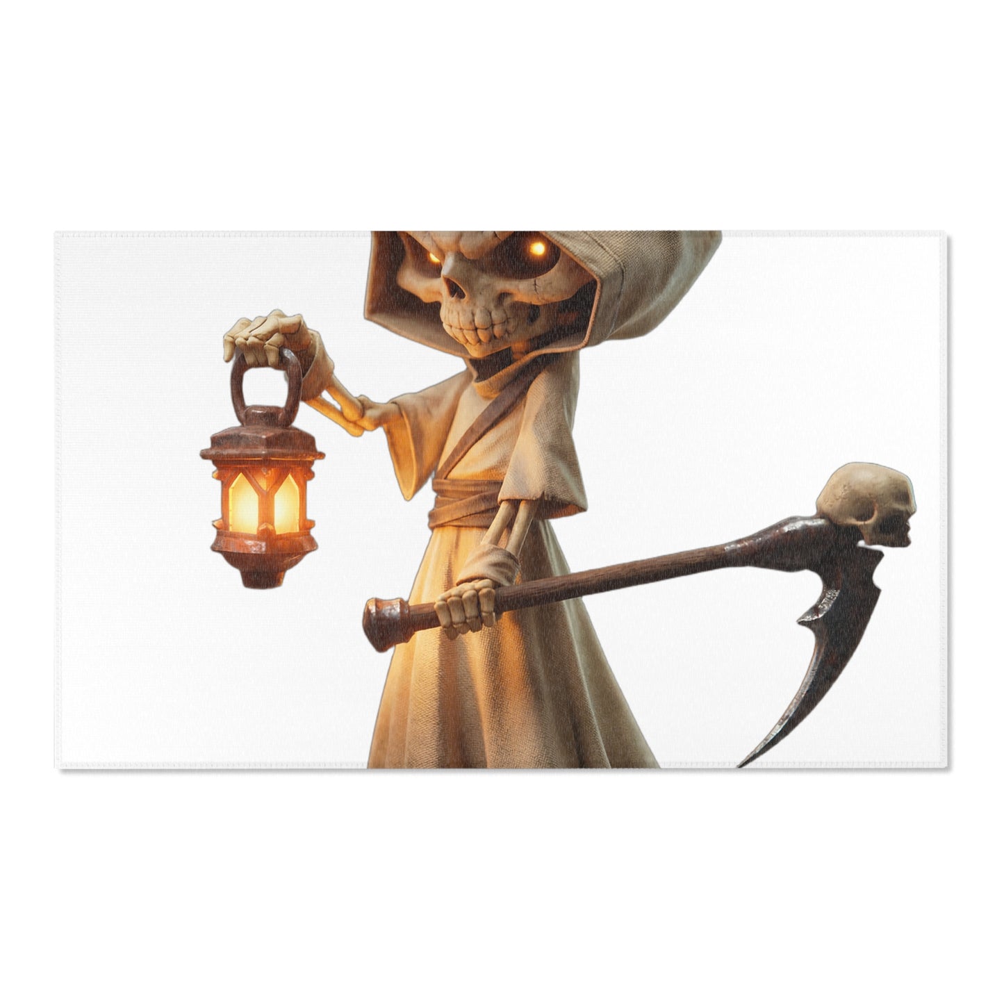 Lantern-Bearing Sentinel Area Rugs – Hooded Grim Reaper Guardian Floor Cover