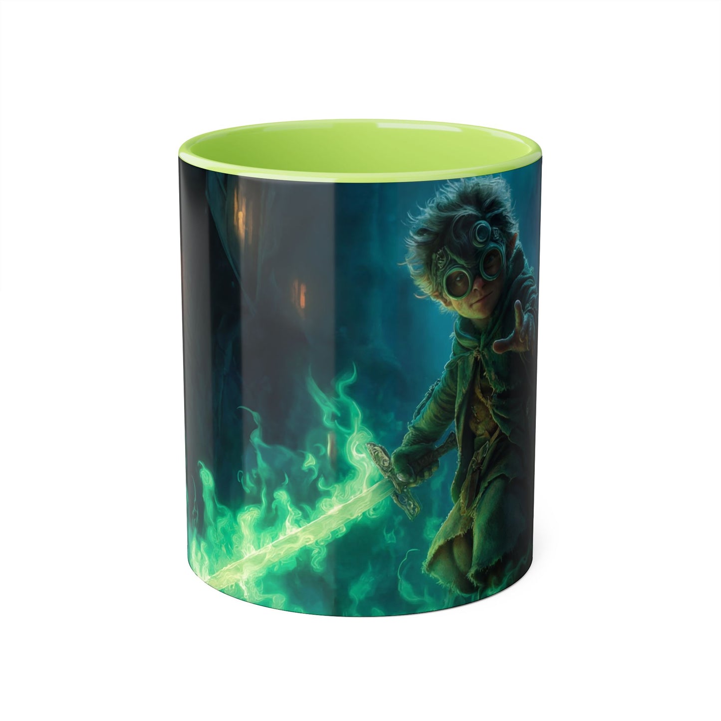 Glimmerblade Elf Warrior Mug – Glowing Green Sword Alley Guardian