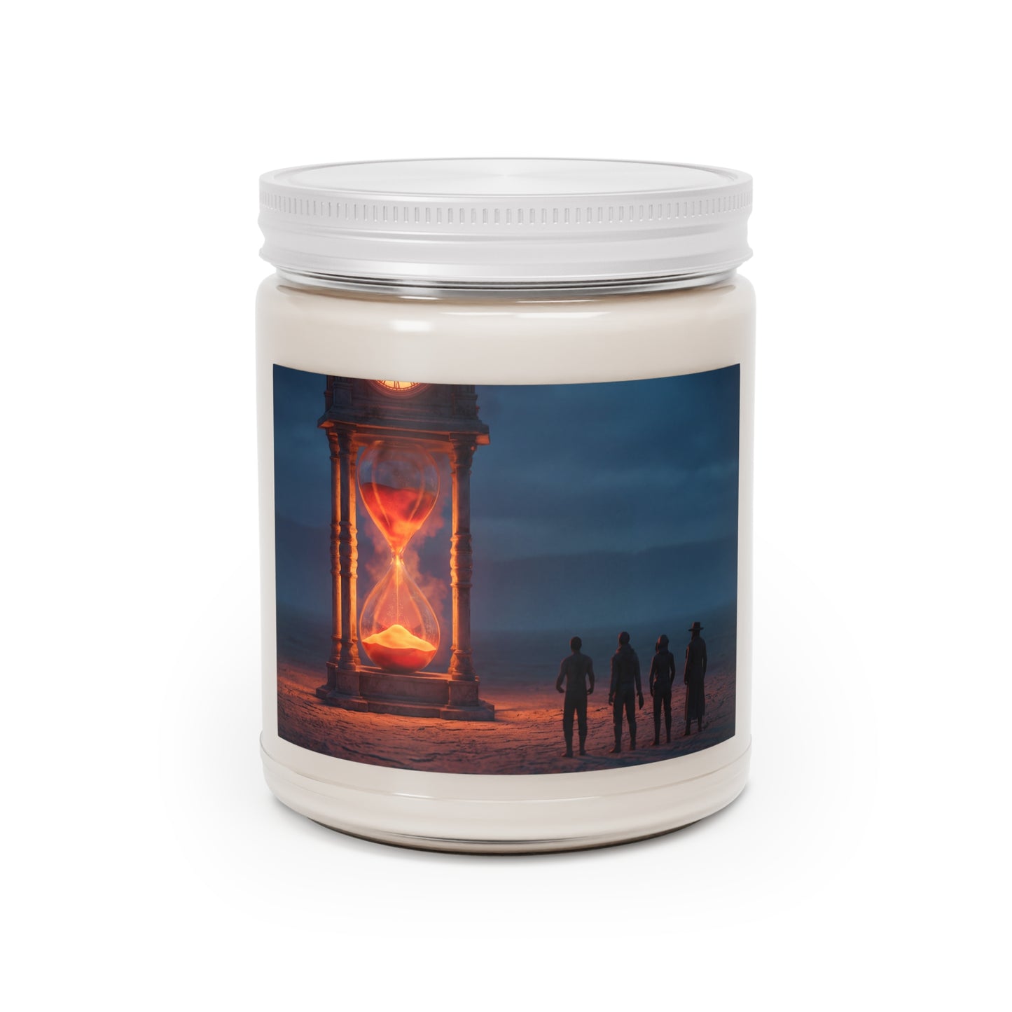 Hourglass Monument Scented Soy Candles with White Lid, 9oz – Glowing Sands of Time