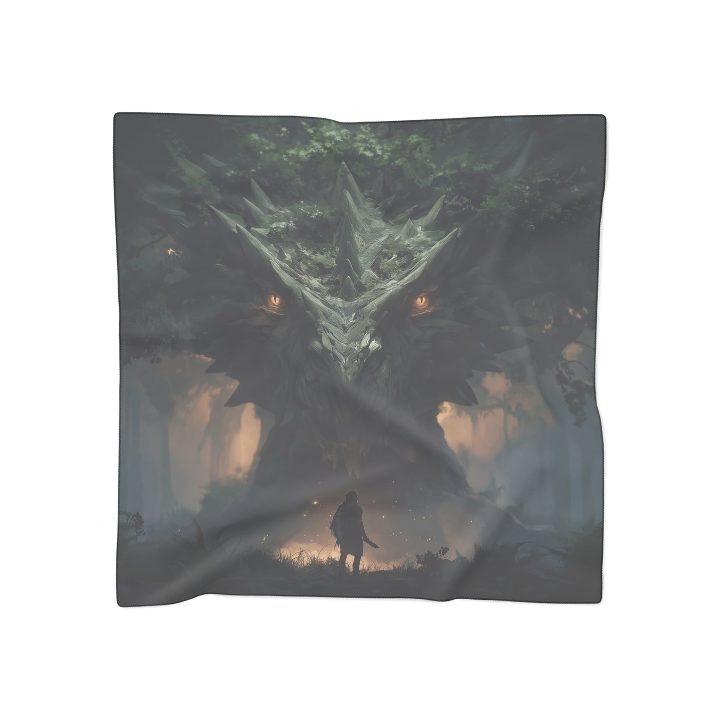 Ancient Forest Dragon Poly Scarf – Whispers of Moss and Ember Eyes