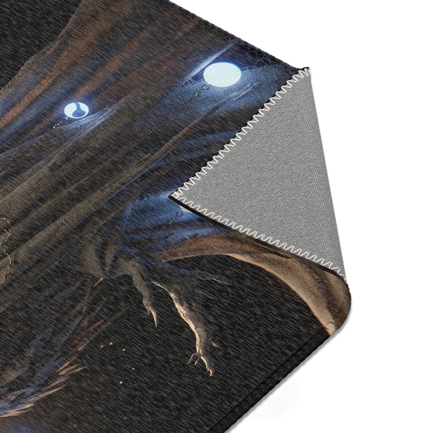 Moonlit Owl Sentinel Area Rug – Crimson-Eyed Guardian Under Full Moon