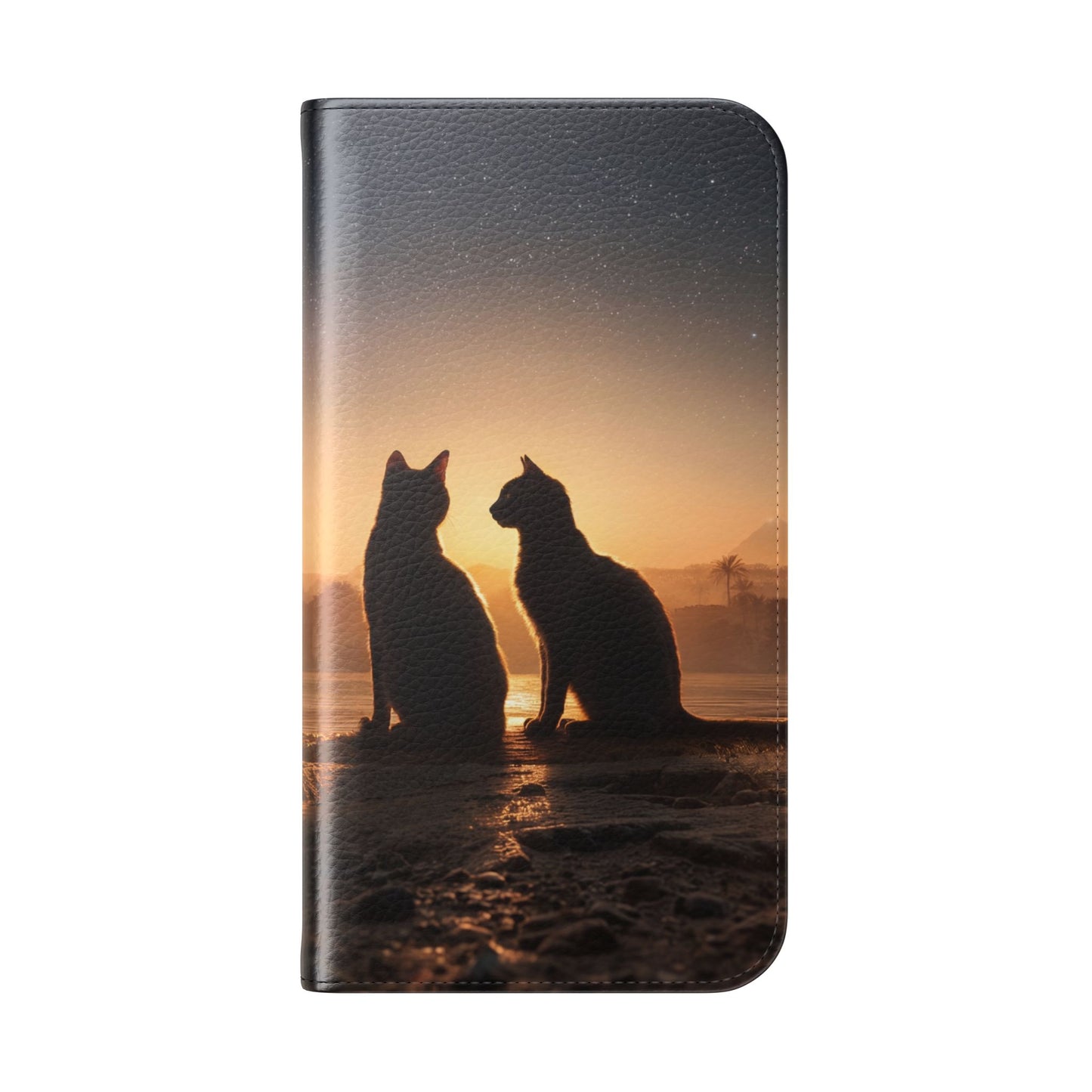 Pharaoh Cats Flip Cases – Starry Nile Guardians on the Bank
